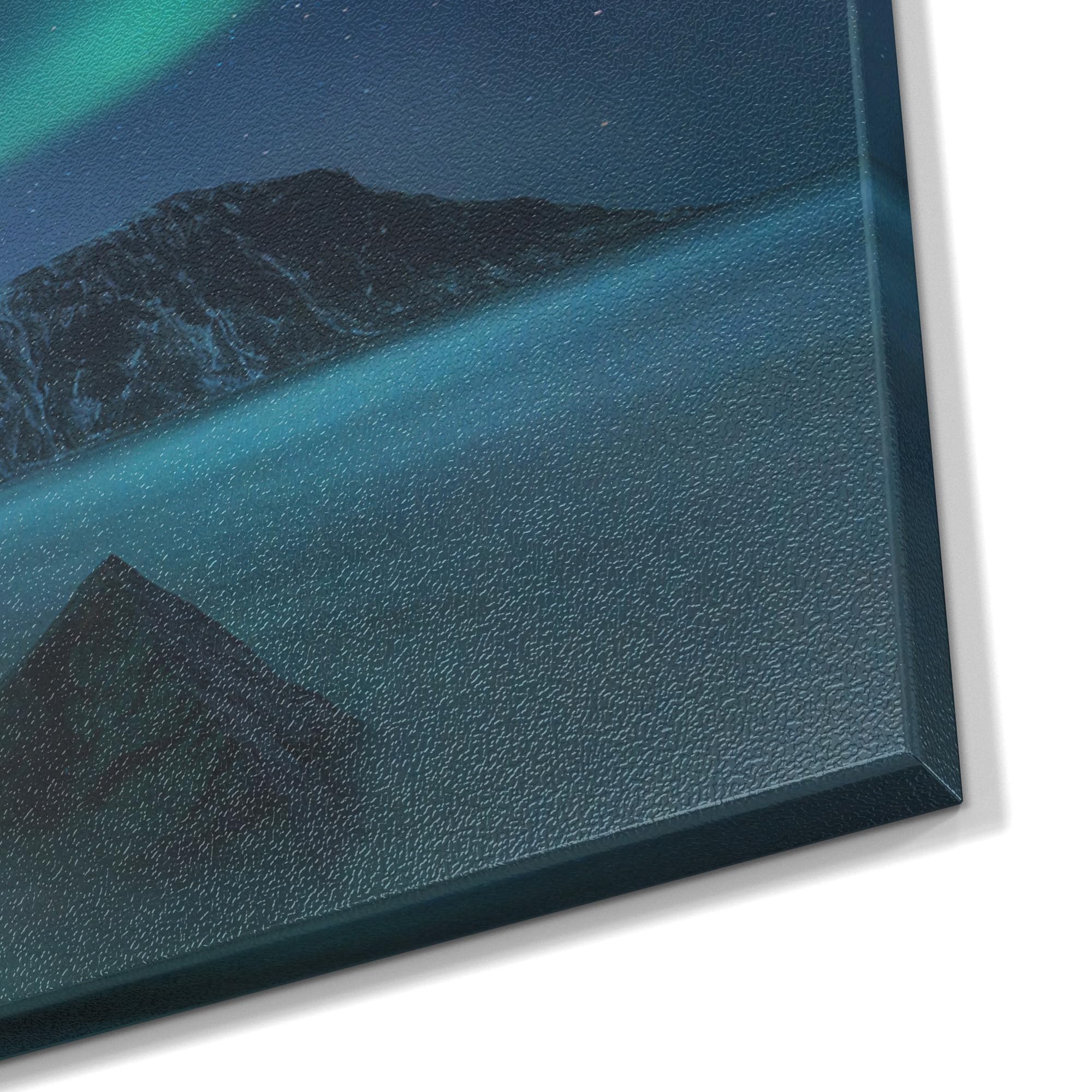 DEQORI Metalowa tablica magnetyczna, wymiary 90 x 60 cm, motyw "Zorza polarna Lofotów", tablica suchościeralna na wszystkie magnesy, tablica magnetyczna do kuchni i biura, designerska tablica do