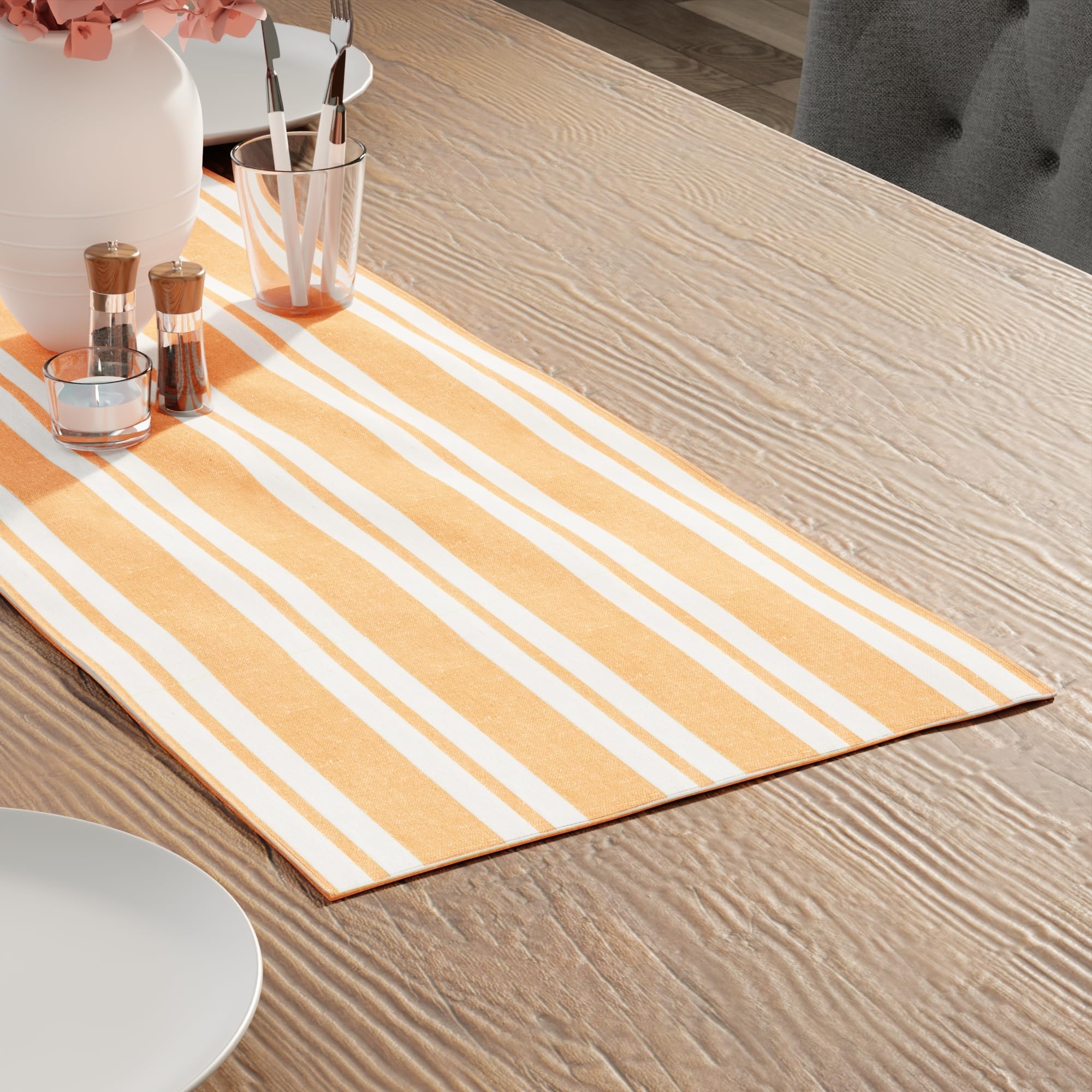 Encasa XO Cotton Dining Table Runner | Franca Yellow Stripes | Size 13x36 in - Machine Washable & Durable โ image 1