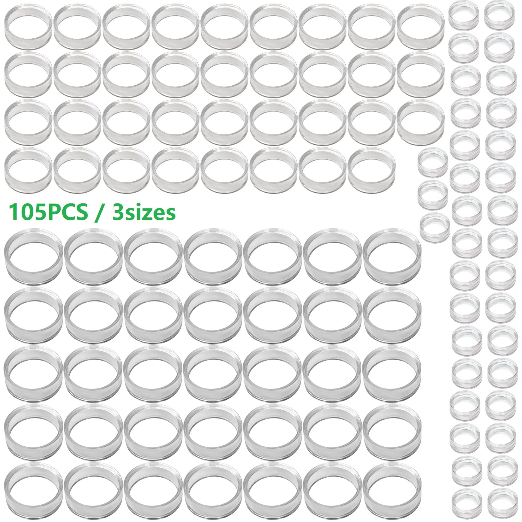 (105 Pack) Baseball Display Stand,Spheres Holder, Clear Baseball Ring, Sphere Stand,Round Display Stand for Golf Ball, Baseball, Softball, Tennis Ball, Spheres, Marbles, 3 Sizes: Large, Medium, Small