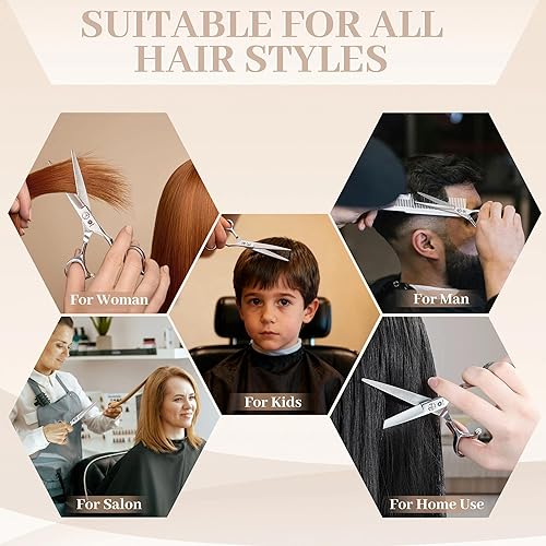 Miniatura 6 de Dream Reach Tijeras de corte de pelo, tijeras profesionales de peluquería, 6.0 pulgadas, tijeras regulares para peluquería, borde de afeitar, corte