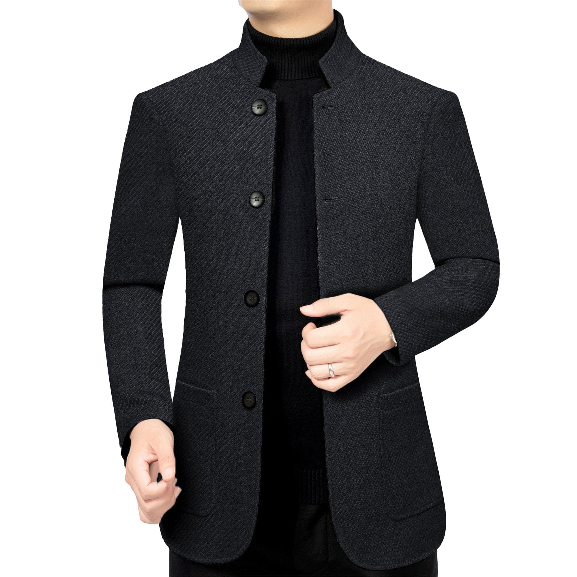 JEShifangjiusu Giacca classica da uomo con colletto alla coreana, slim fit, tunica cinese, con bottoni, colletto alla coreana, cappotti sportivi