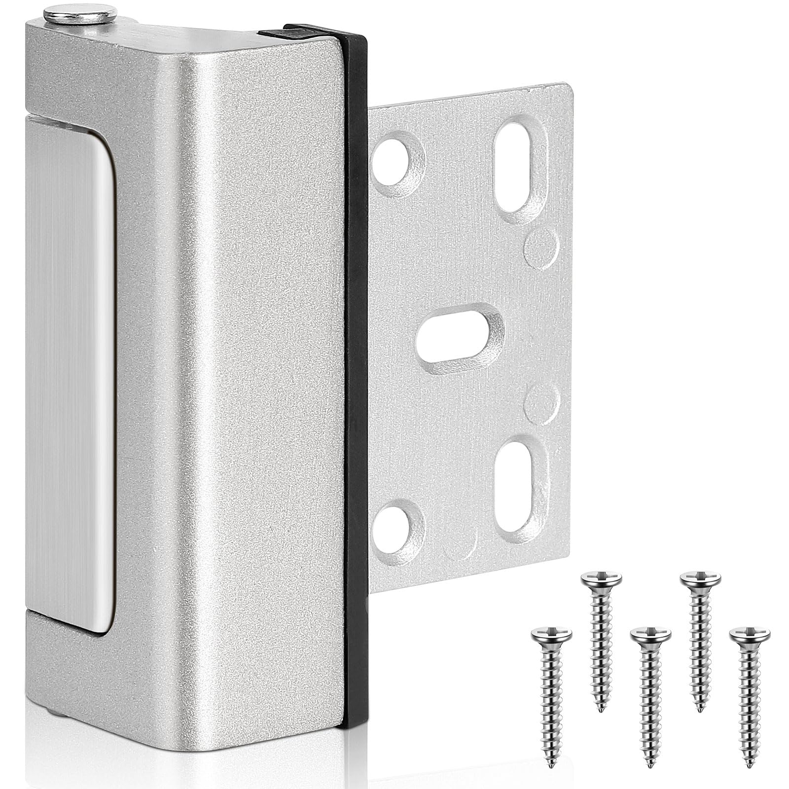 SAISN Home Security Door Lock Reinforcement Silver Child Proof Door Lock Latch Aluminium Alloy Security Toddler Locks for Doors Inside