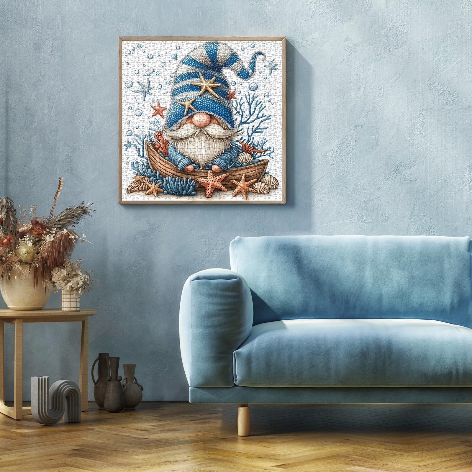 1000-Piece Ocean Sailing Gnome Jigsaw Puzzle - Cute Seashell & Starfish Art For Adults