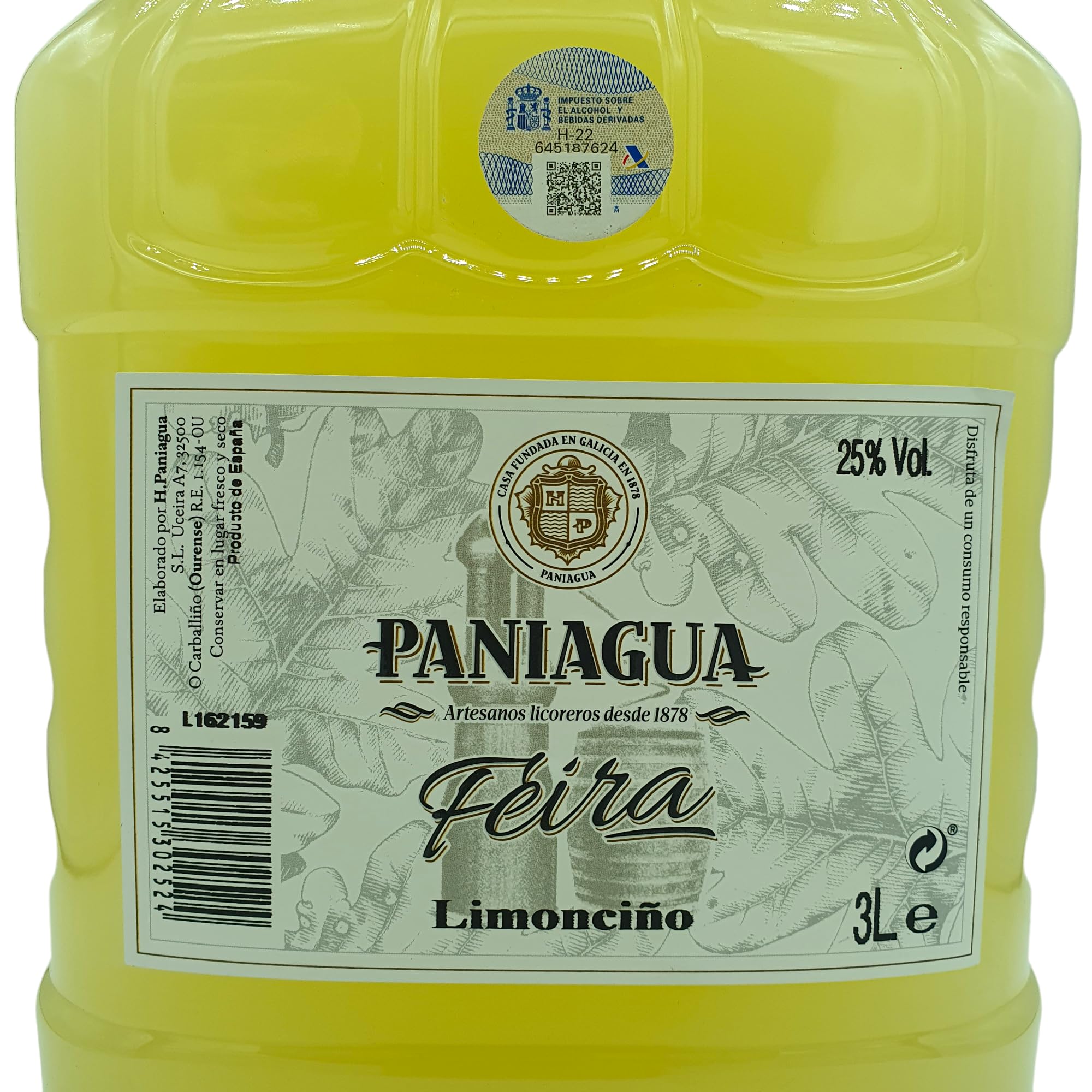 Limonciño Paniagua Garrafa Pet 3 Litros Limoncello Gallego Artesano