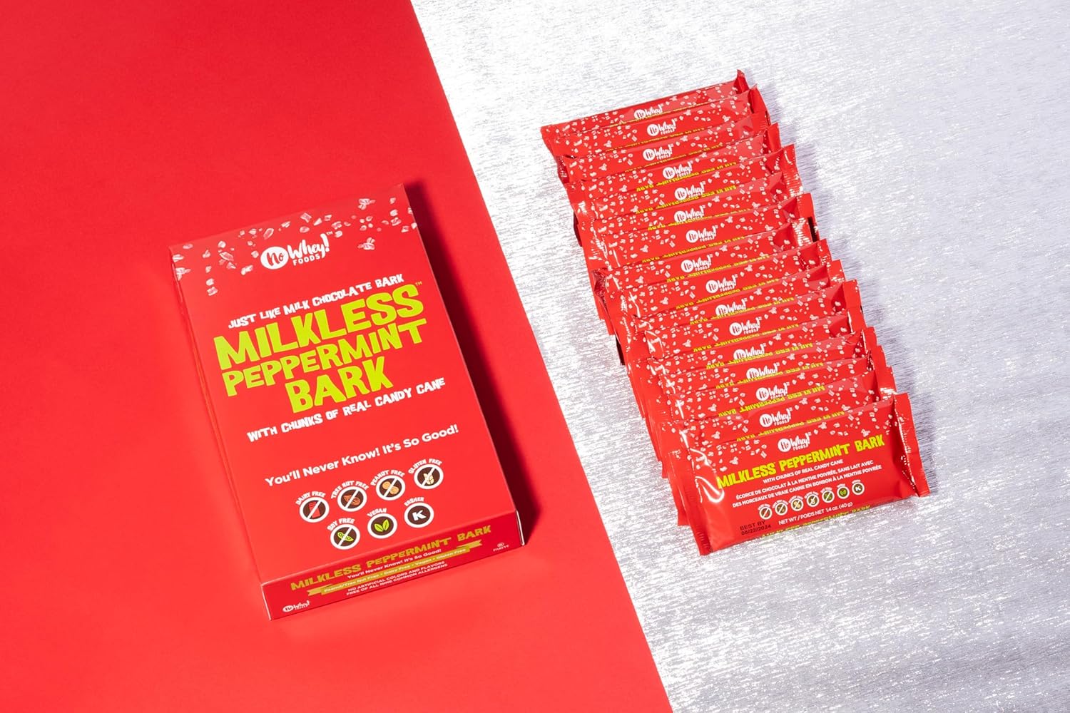 Milkless Peppermint Bark (16 Bars) – Vegan, Allergy-Friendly, Kosher – Free from Milk, Peanut, Tree Nut, Soy, Egg, Gluten, Sesame – No Artificial Colors or Flavors – Top 9 Common Allergens Free – No Whey! Foods