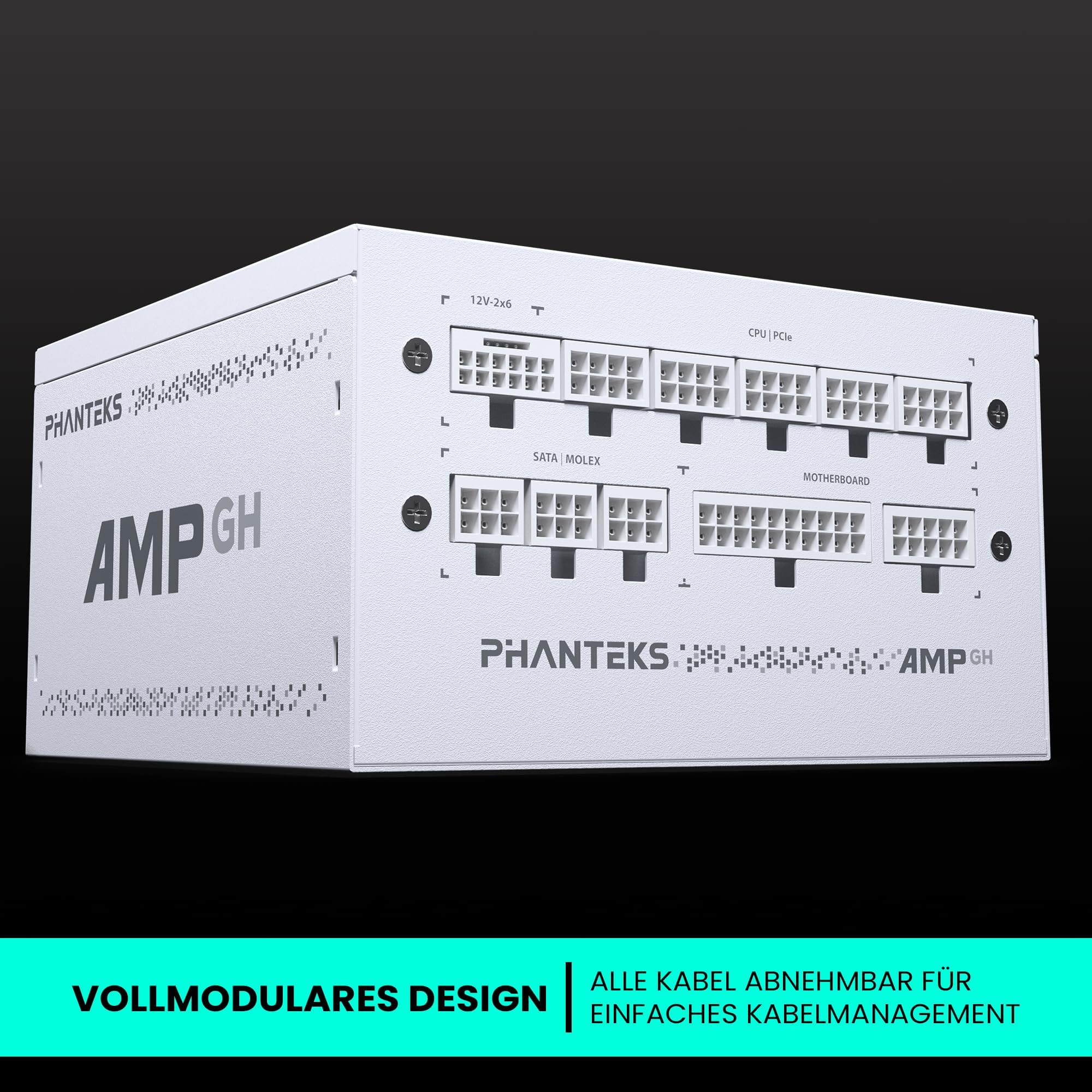 Phanteks AMP GH 750W Plus Fuente de Alimentación PC, Dorado | Fuente de alimentación PC 750W, 80 Plus Gold, ATX 3.1 con conector PCIe 5.0 12VHPWR, ventilador silencioso