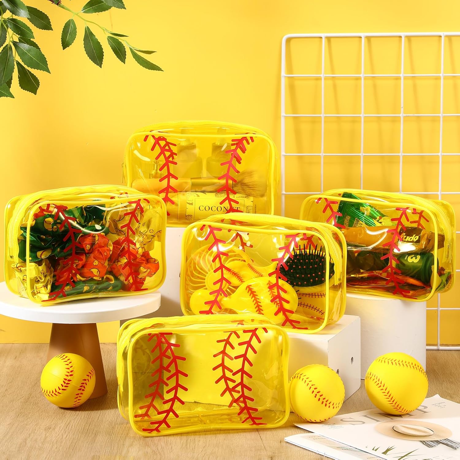 Reginary 12 Pcs Softball Team Gifts Cosmetics Goodie Bag PVC Clear Portable Makeup Bags Organizer 7 x 4.3 x 2.4 '' Waterproof Sport Zippered Toiletry Carry Pouch for Softball Coach Travel Party - Image 4