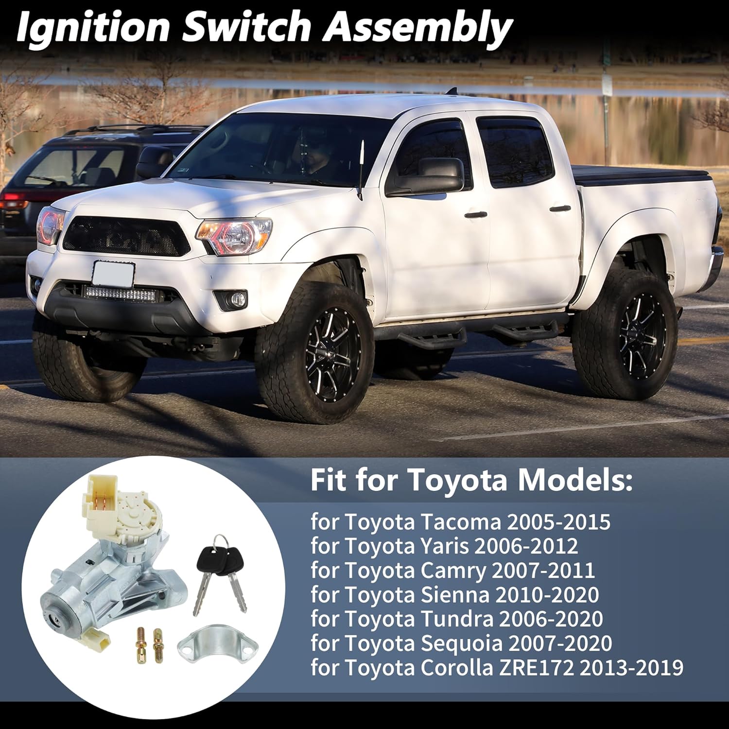 No.450202216/45020-22-16 Ignition Lock Cylinder for Toyota Tacoma 2005-2015 Ignition Switch Cylinder Barrel Lock W/ 2 Key for Toyota Camry 2007-2011