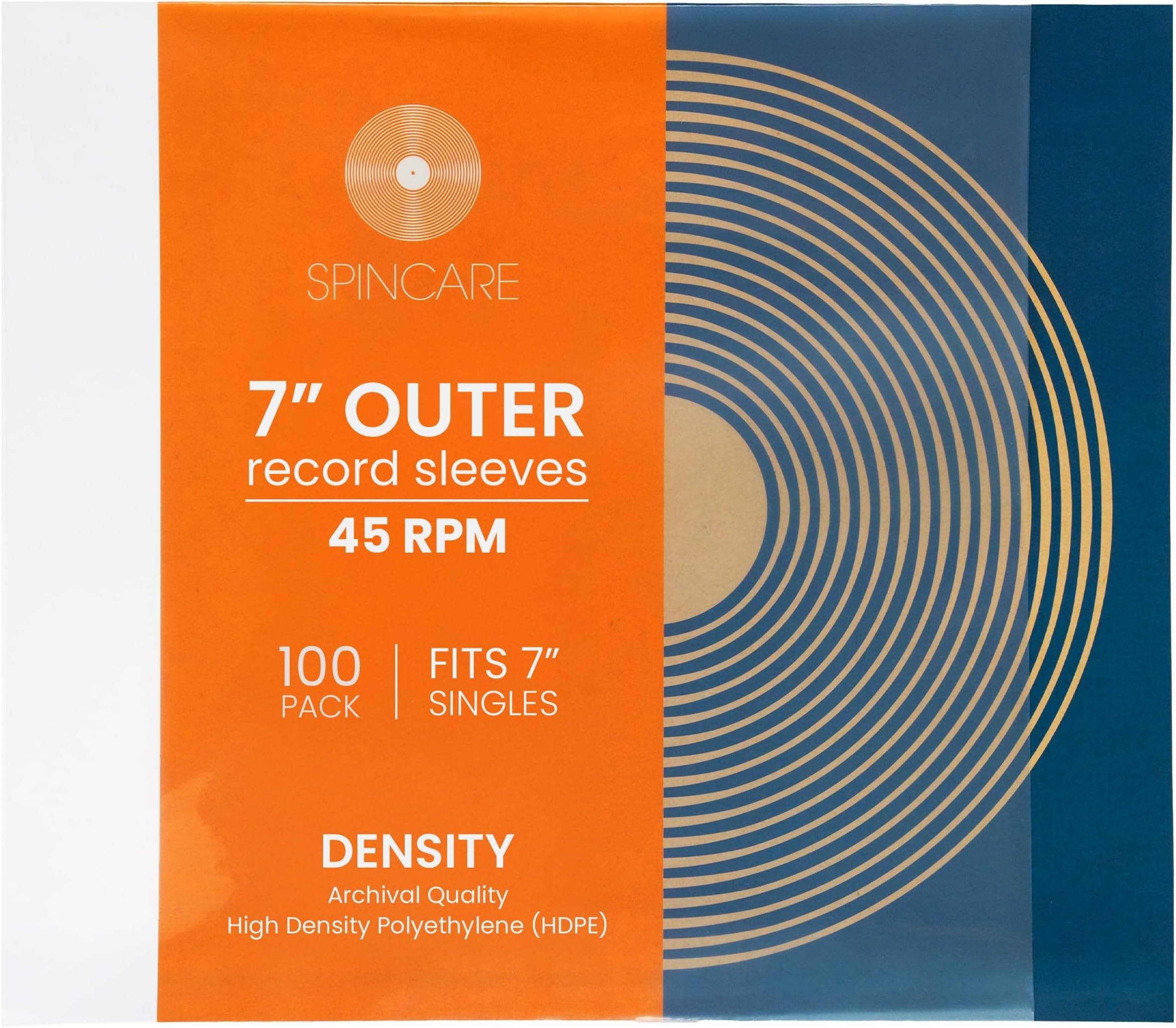 SPINCARE 100x 7 Inch Single 45 RPM UV Protection Outer Vinyl Record Sleeves Density Strong Polyethylene Archival Plastic Vinyl Record Storage Covers for 7” 45 RPM Singles