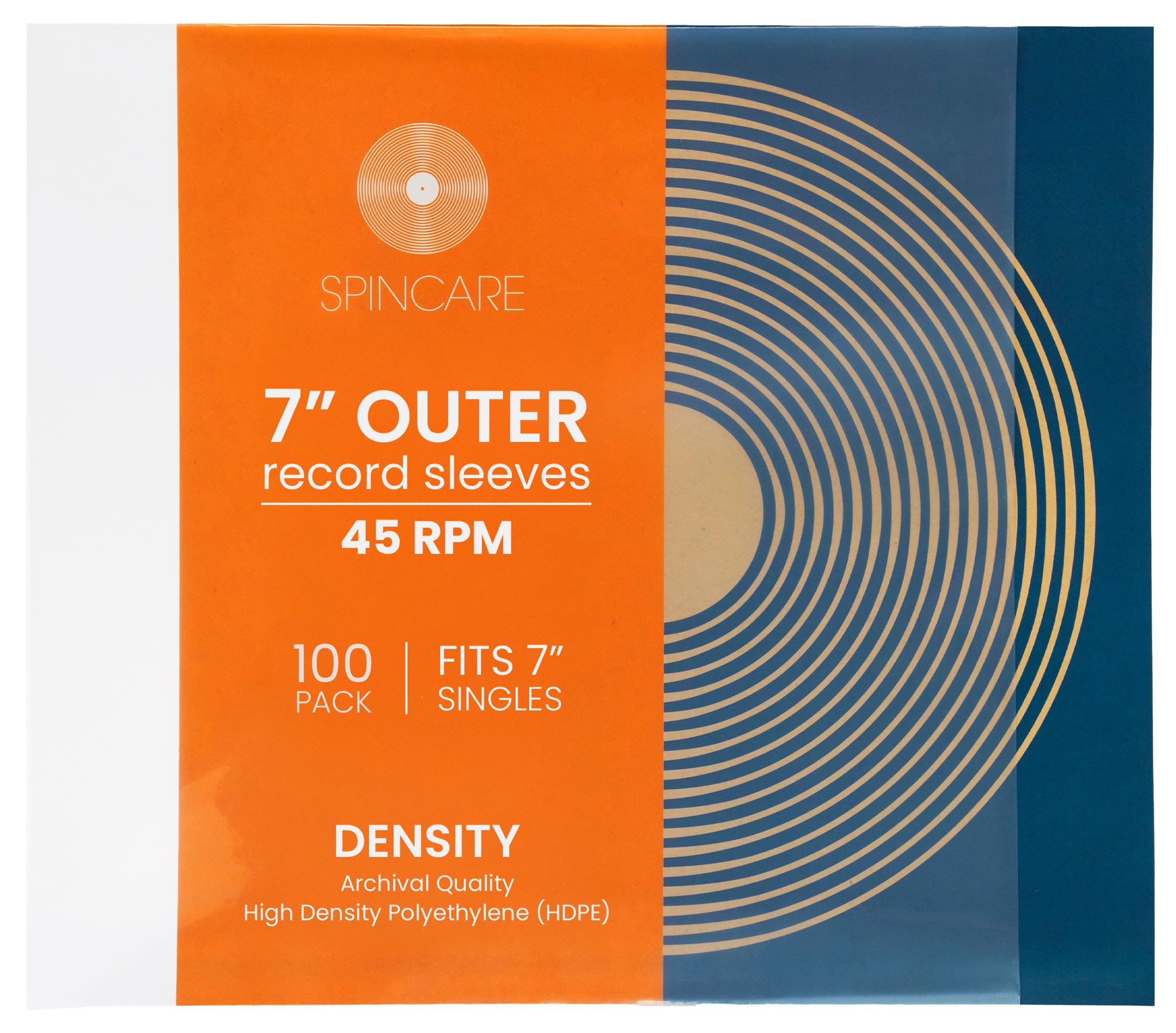 100x 7 Inch Outer Vinyl Record Sleeves | Density Covers Fit 7" Singles EPs & 45s | Premium Quality Protective Polythene Sleeves | UV Resistant Plastic | 400 Gauge 100 Micron 191mm x 191mm