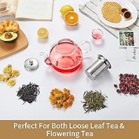 Vista 6 de Tetera de vidrio de 40OZ (1200ML) con infusor segura para estufa, tetera de vidrio transparente, tetera de borosilicato con filtro de infusor