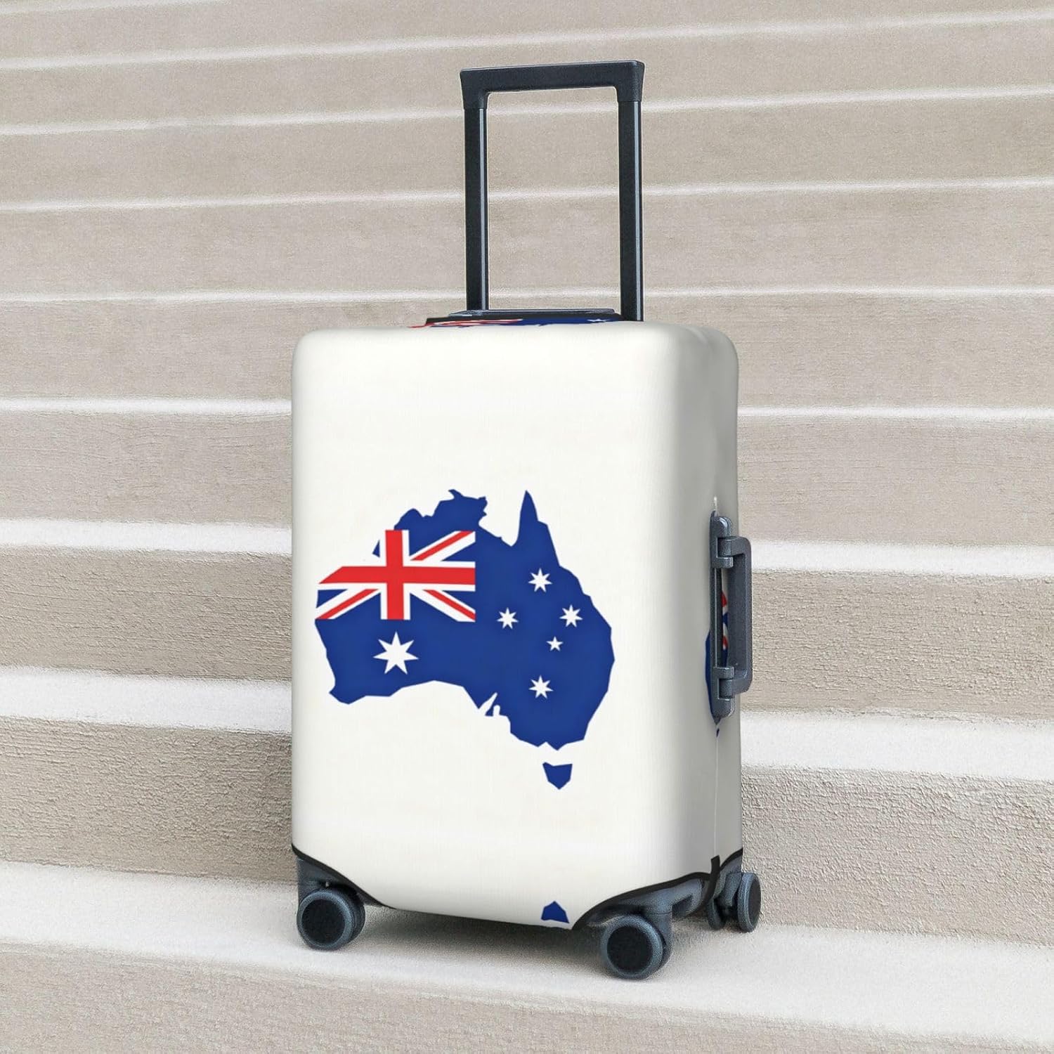 Aus MapFlagprint Premium Suitcase Cover | Durable Polyester Elastic Luggage Cover With Zipper & Buckle, Travel Suitcase Protector For Medium Large Bags