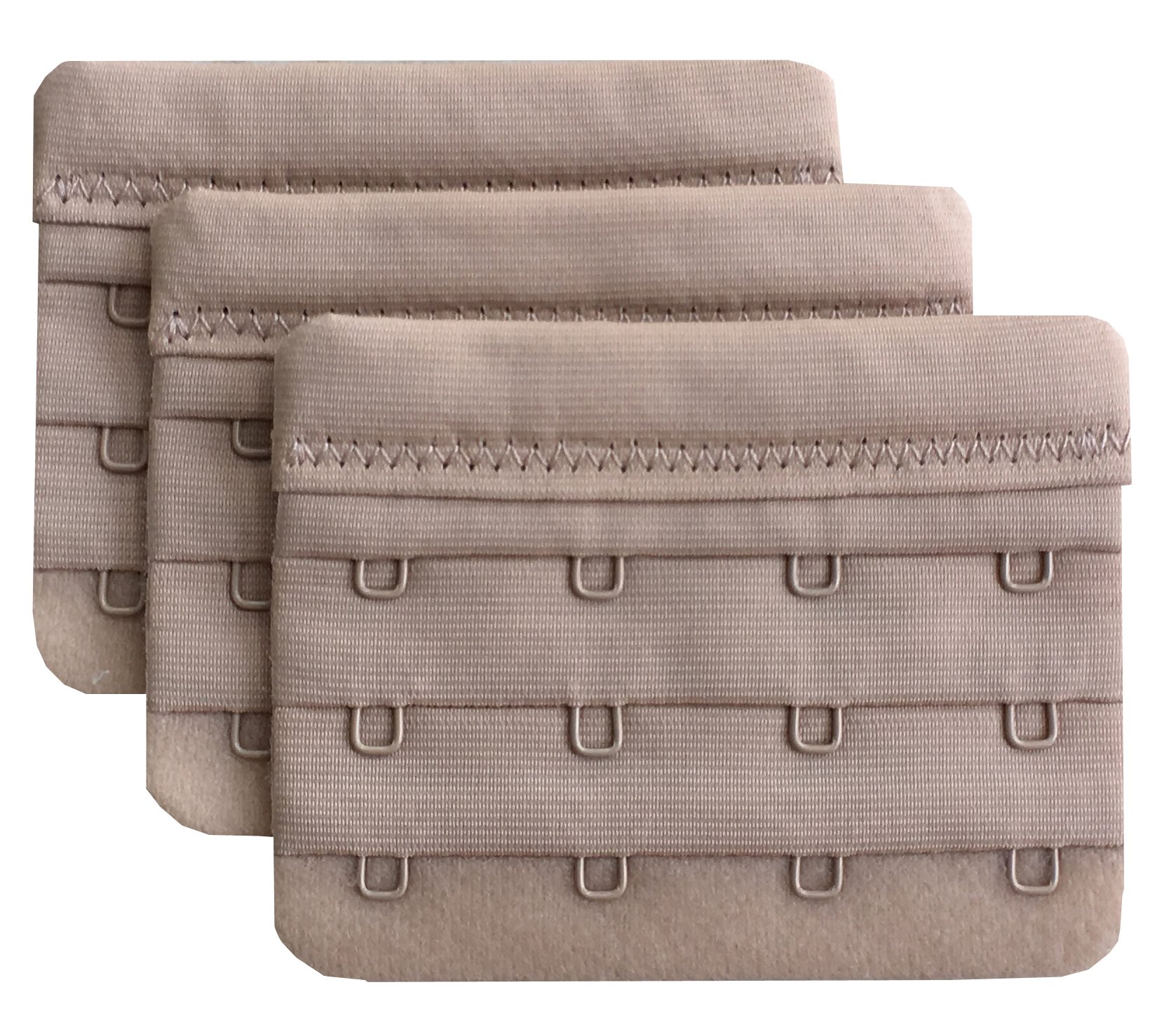 Women Pack of 3 Soft Comfortable 4 Hooks Bra Extender,2.4"x 3.0"