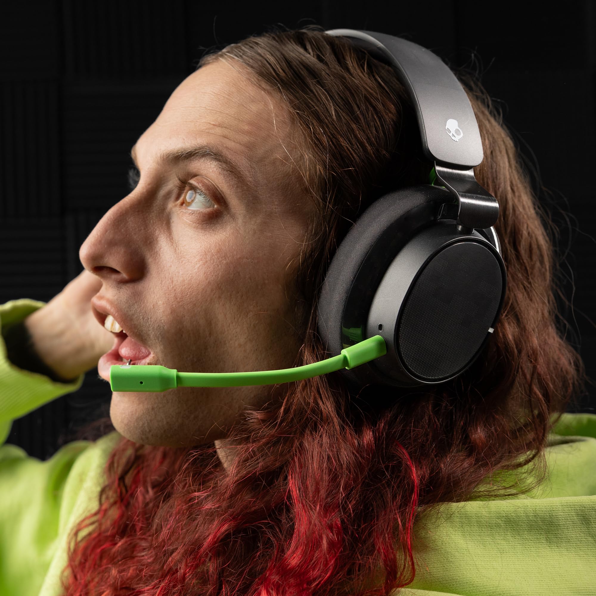 Skullcandy SLYR Pro Wireless Cuffie da Gioco Over-Ear Multipiattaforma con Trasmettitore USB-A a Latenza Ultra Bassa, Compatibili con Playstation, Xbox, PC e Nintendo Switch - Black/Green