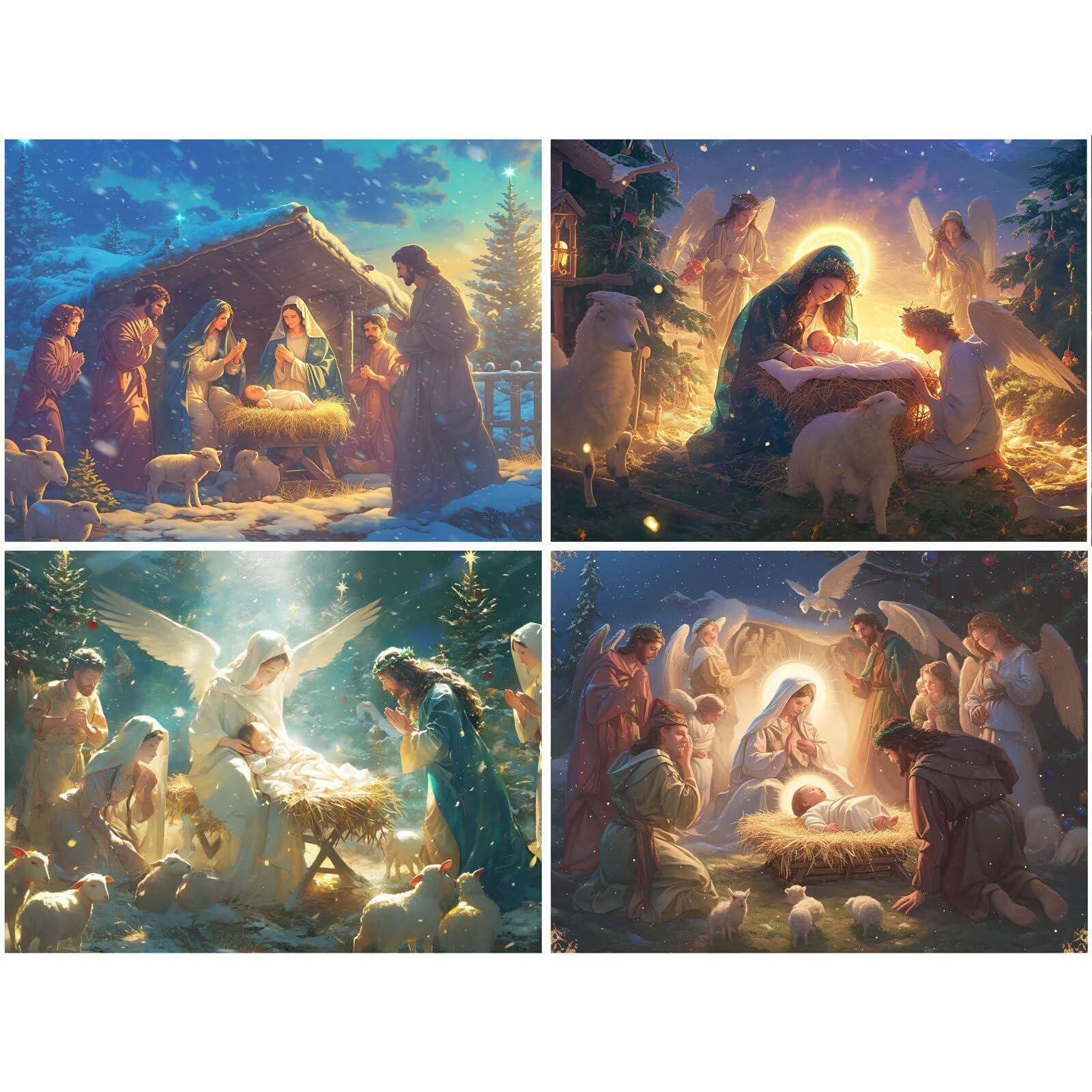 Malarstwo diamentowe krajobraz 90x60 cm kwadratowy obraz diamentowy 4 sztuki 2026 nowy DIY 5D zestaw do malowania diamentami z akcesoriami, prezenty świąteczne, dekoracje świąteczne i noworoczne i