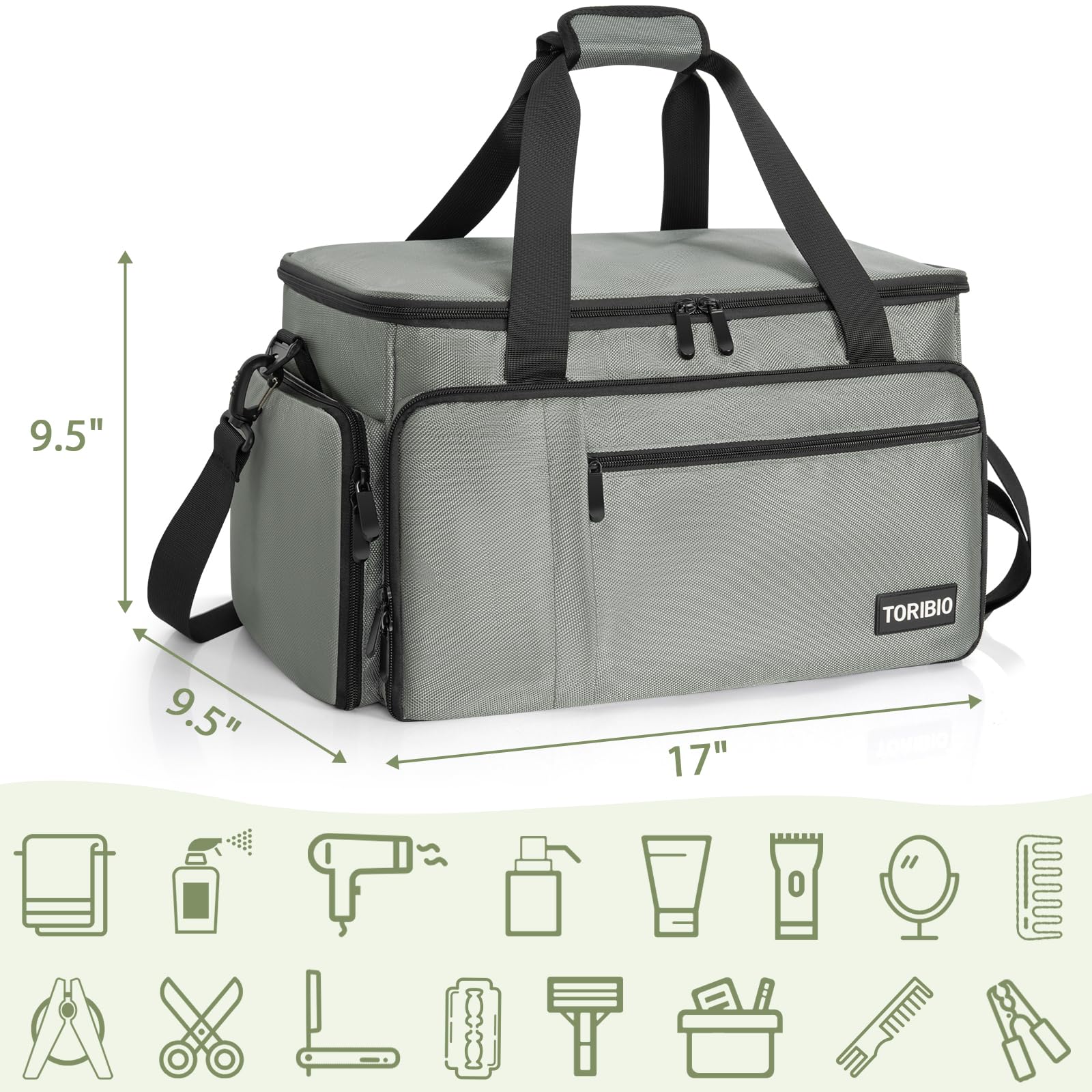 TORIBIO Large Capacity Hairdresser Tool Bag with Adjustable Dividers