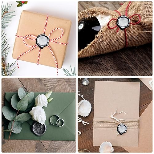 Miniatura 4 de 500 cuentas de cera de sellado octágono, cuentas de sello de cera negra con 4 velas de té y 1 cuchara de fusión de cera para manualidades, letras de