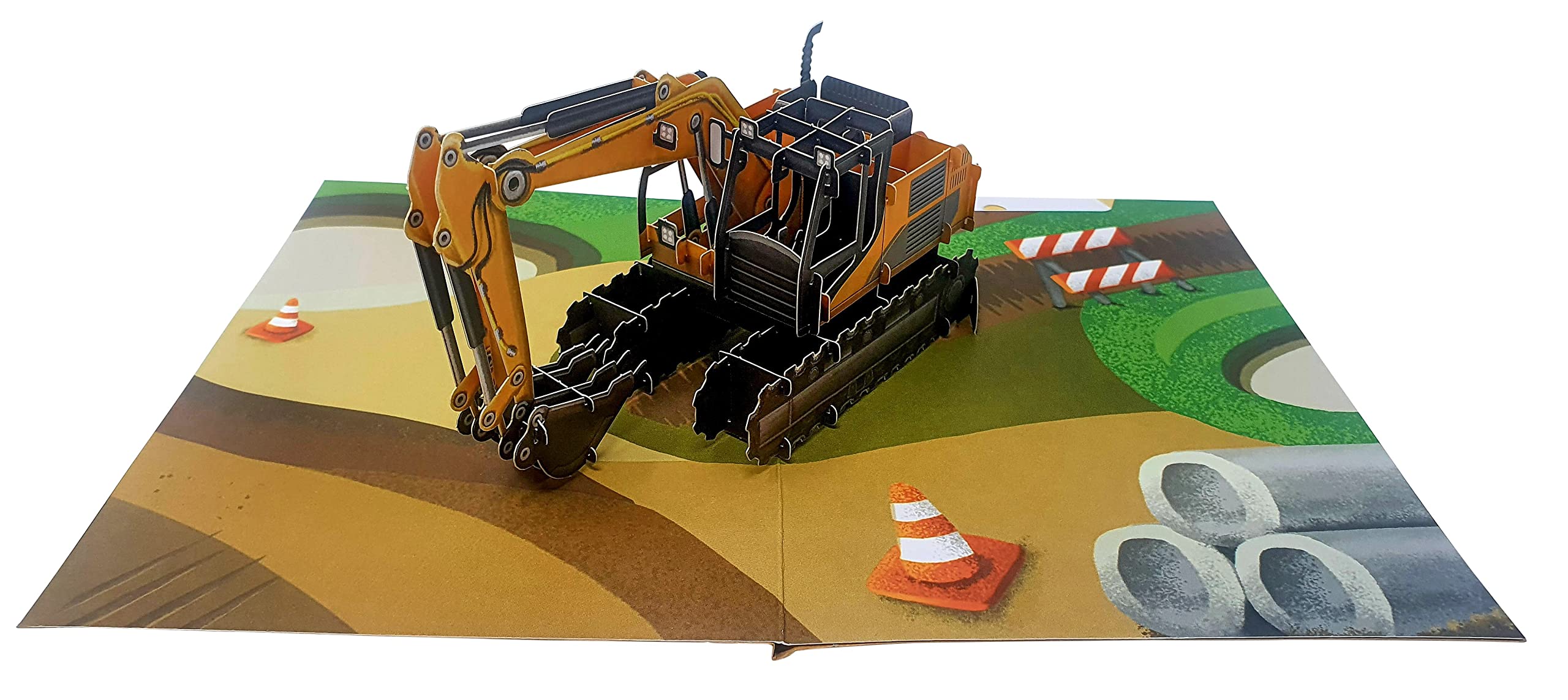 ASVP Shop Builder Digger Excavator 3D Pop Up Card For Birthday, Graduation, Valentines, Fathers’ Day, Anniversary, Thank You, Get Well, All Occasions