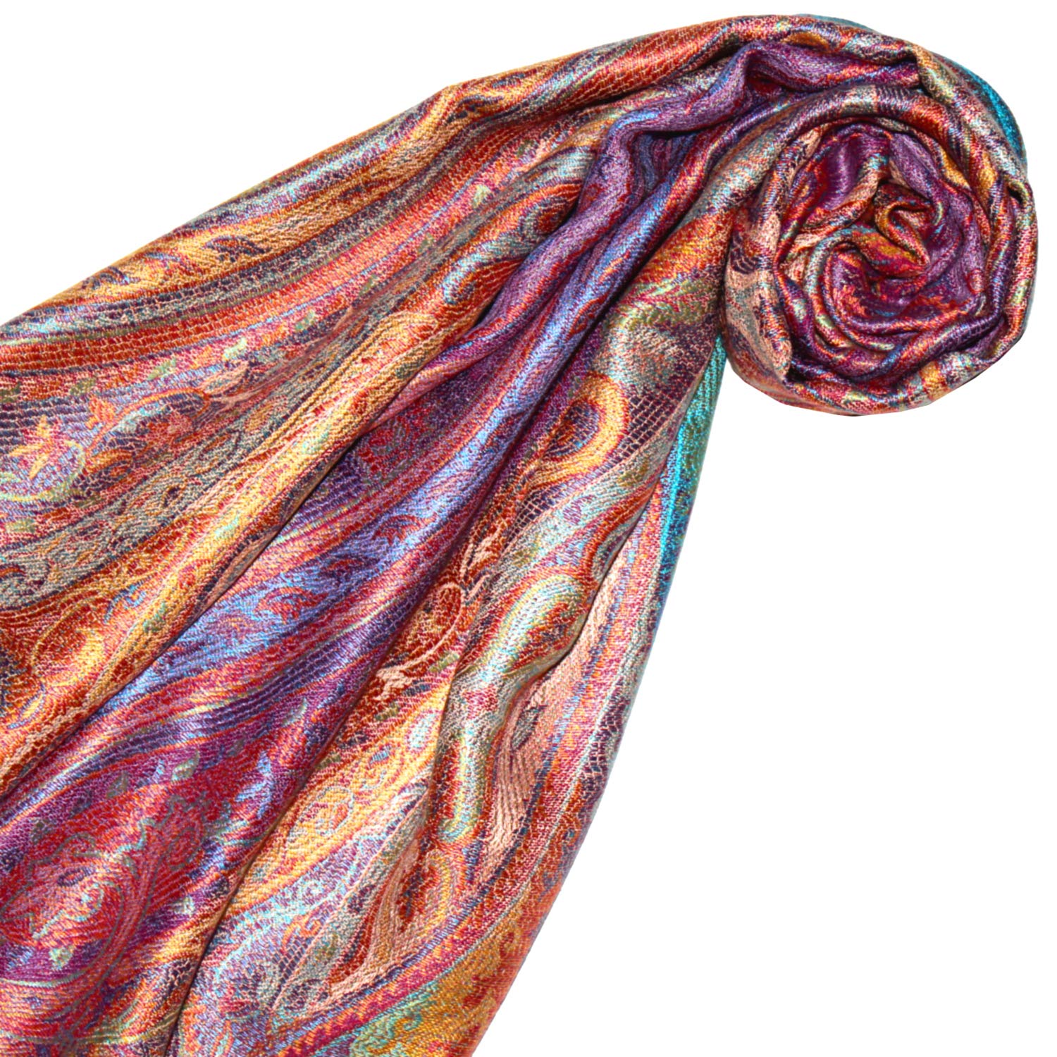 Lorenzo Cana - Sciarpa da donna in seta al 100%, con elegante motivo cachemire multicolore