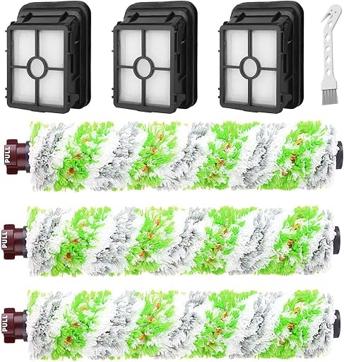 Bvhonwe 6 Pack Replacement Parts for bissell CrossWave Pet Pro 2306A & CrossWave 1785 Series 3888A Vacuum Cleaner, 3 Pack 2460 Brush Rolls,3 Pack 1866 Filters,Compare to Part 1613568&161-3568,1608684