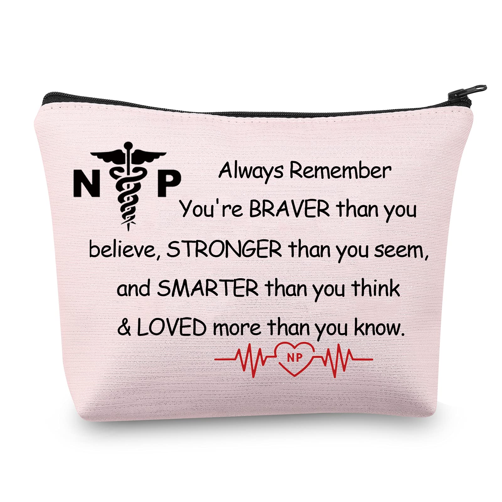 Nurse Practitioner Gifts Makeup Bag NP Gifts for Nurses Cosmetic Bags Nurse Practitioner Travel Bag Zipper Pouch Case (NP Bag pink)