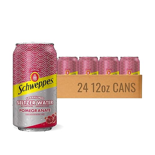 Schweppes - Agua espumosa de granada seltzer 24 latas de 12 onzas Sabor a granada jugoso Perfecto solo o mezclado Paquete de 24