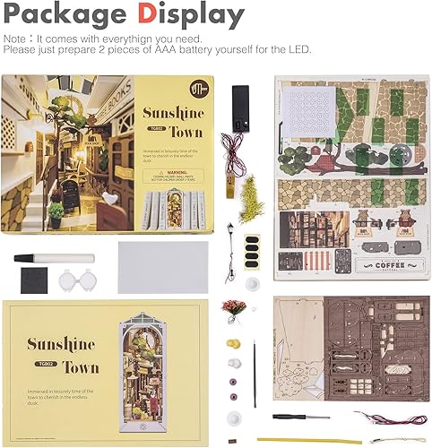 Miniatura 5 de RoWood Book Nook - Kit de casa en miniatura, paquete Sunshine Town NO.17 Café, cumpleaños