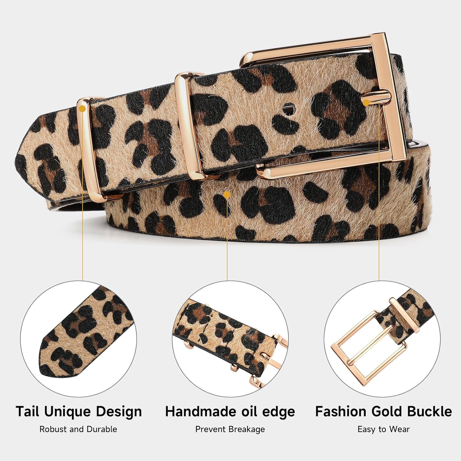 Leather Belt for Women Casual Waist Belt Ladies with Gold Buckle for Jeans Pants Dresses - Image 4