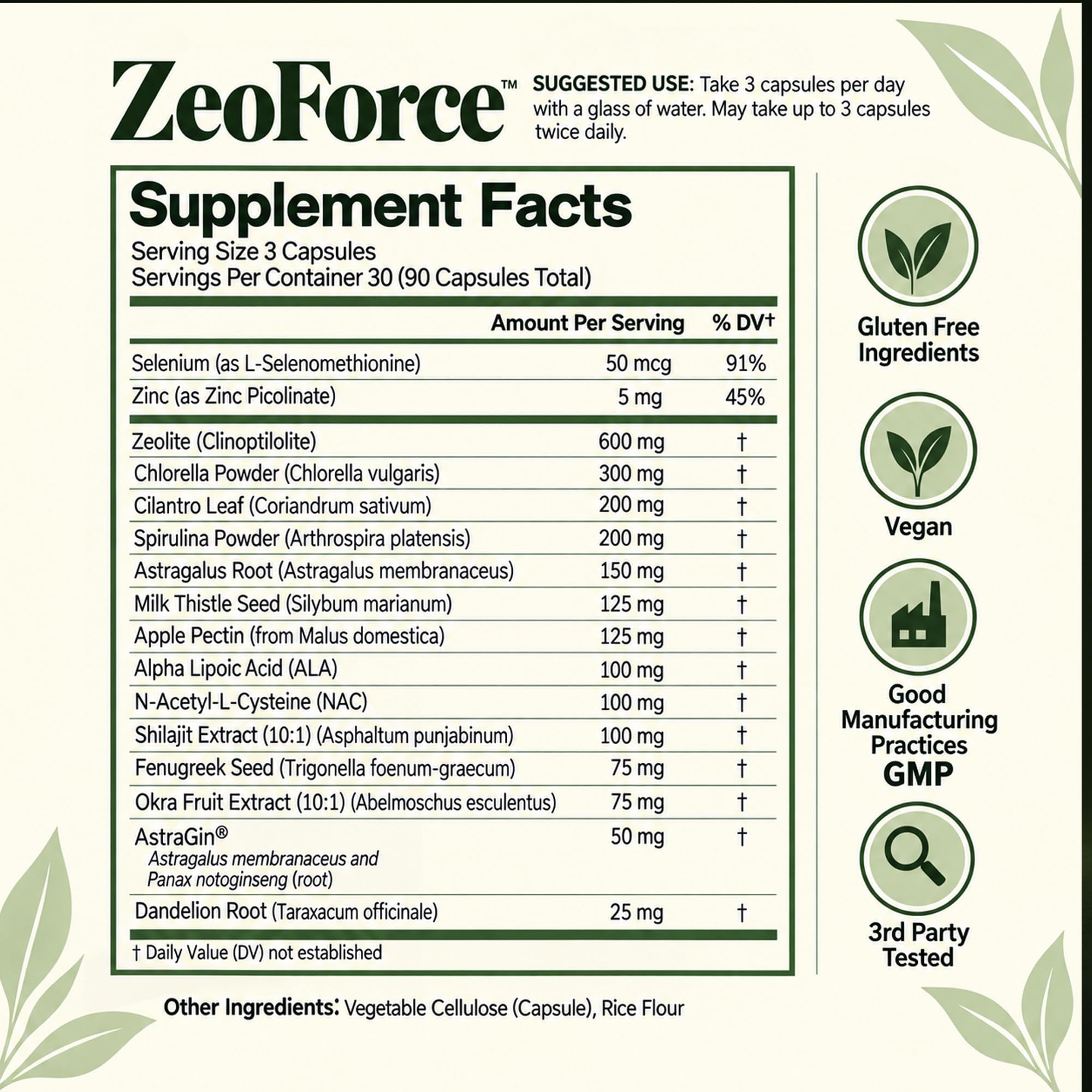 Zeolite + Liver Ultra Cleanse | Heavy Metal & Microplastic Detox Binder Support for Adults | Milk Thistle NAC Chlorella Cilantro Spirulina Shilajit Astragalus | Promotes Energy, Gut Health (90 Count) — Amazon image 5