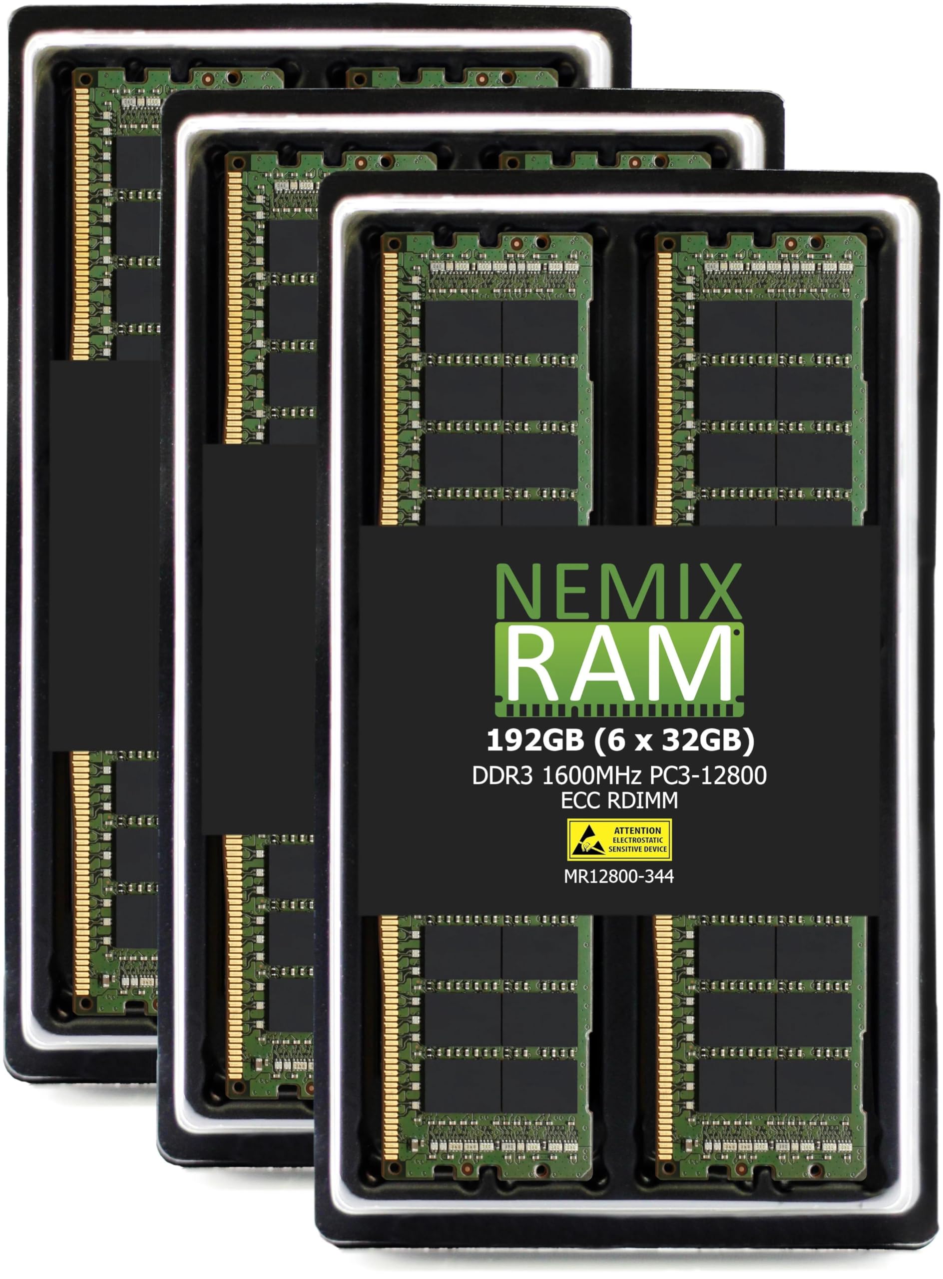 NEMIX RAM 192GB (6X32GB) DDR3 1600MHZ PC3-12800 4Rx4 1.5V 240-PIN ECC RDIMM Registered Server Memory KIT