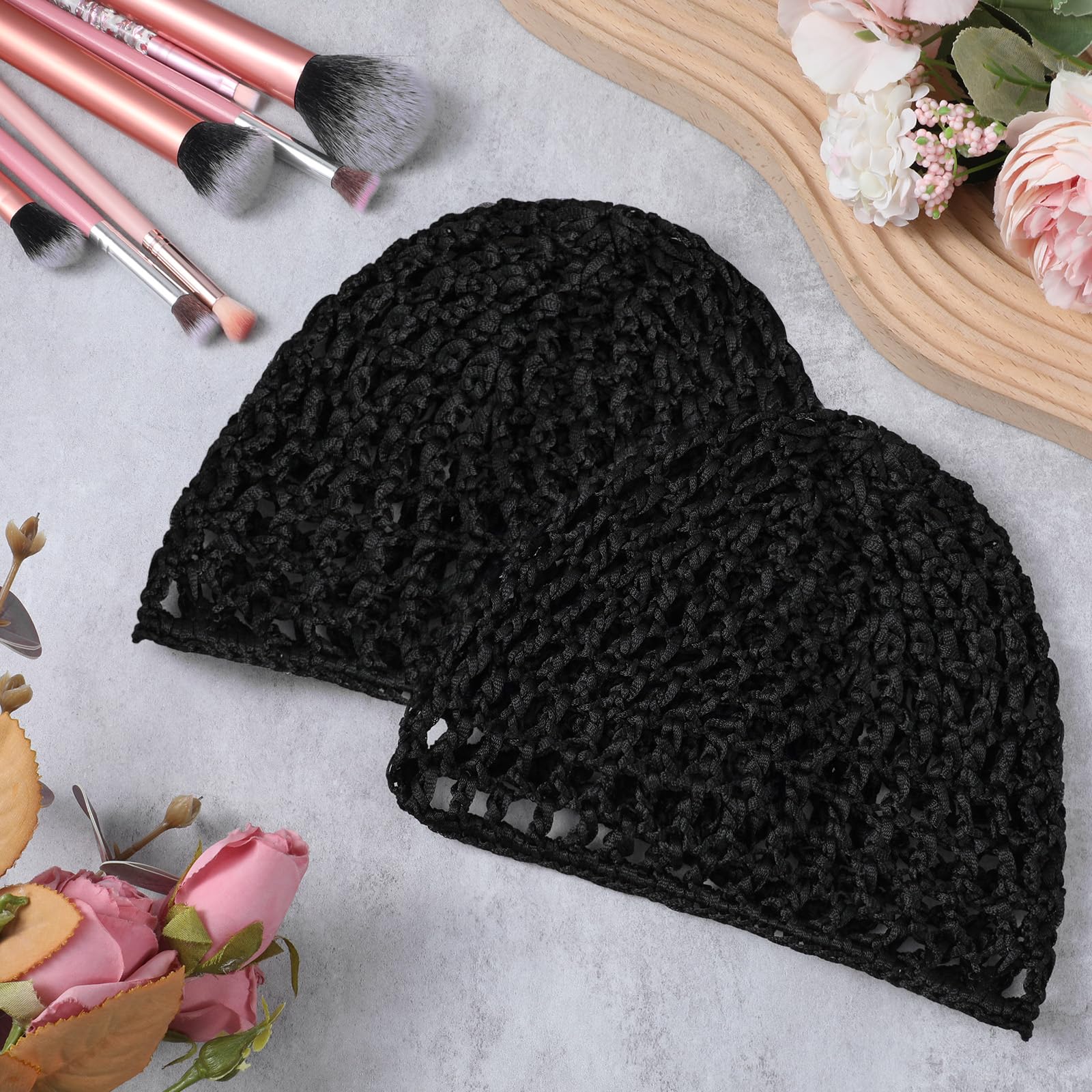 YUXIANLB Cuffia per capelli in maglia lavorata all'uncinetto, morbida rayon, traspirante, per dormire, doccia, trucco, copertura spessa, notte, casa, viaggi, accessori