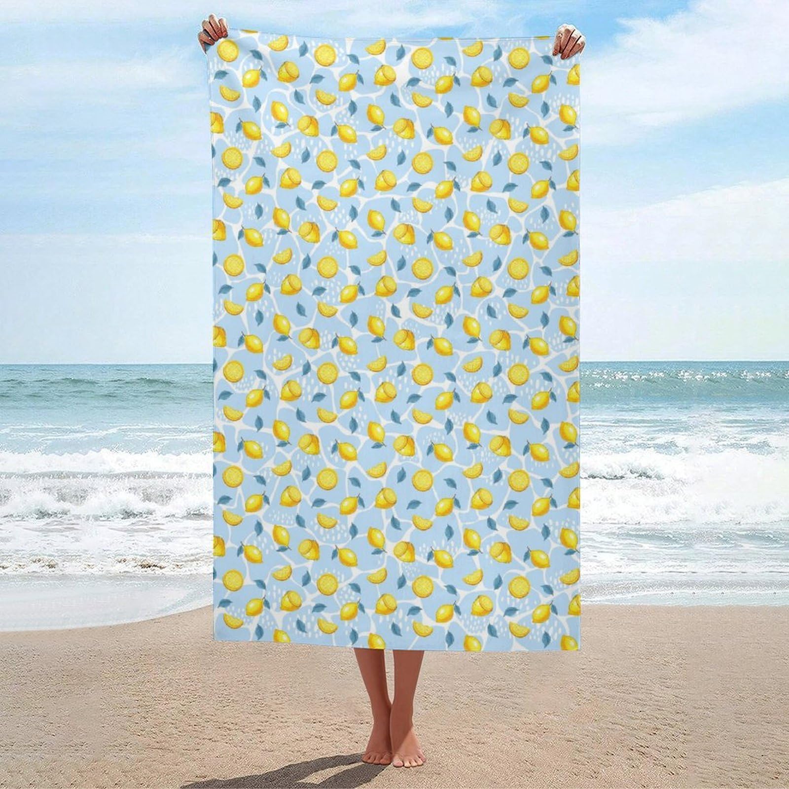 Anceky Beach Towel Soft Lemon Bath Towels Quick Dry Bath Towel for Beach Pool Yoga Swim Shower 31 X 51 in