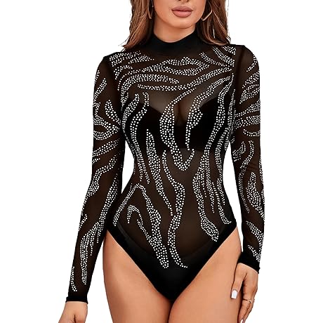 Women's Rhinestone Bodysuit Top: Embracing Shimmery Elegance