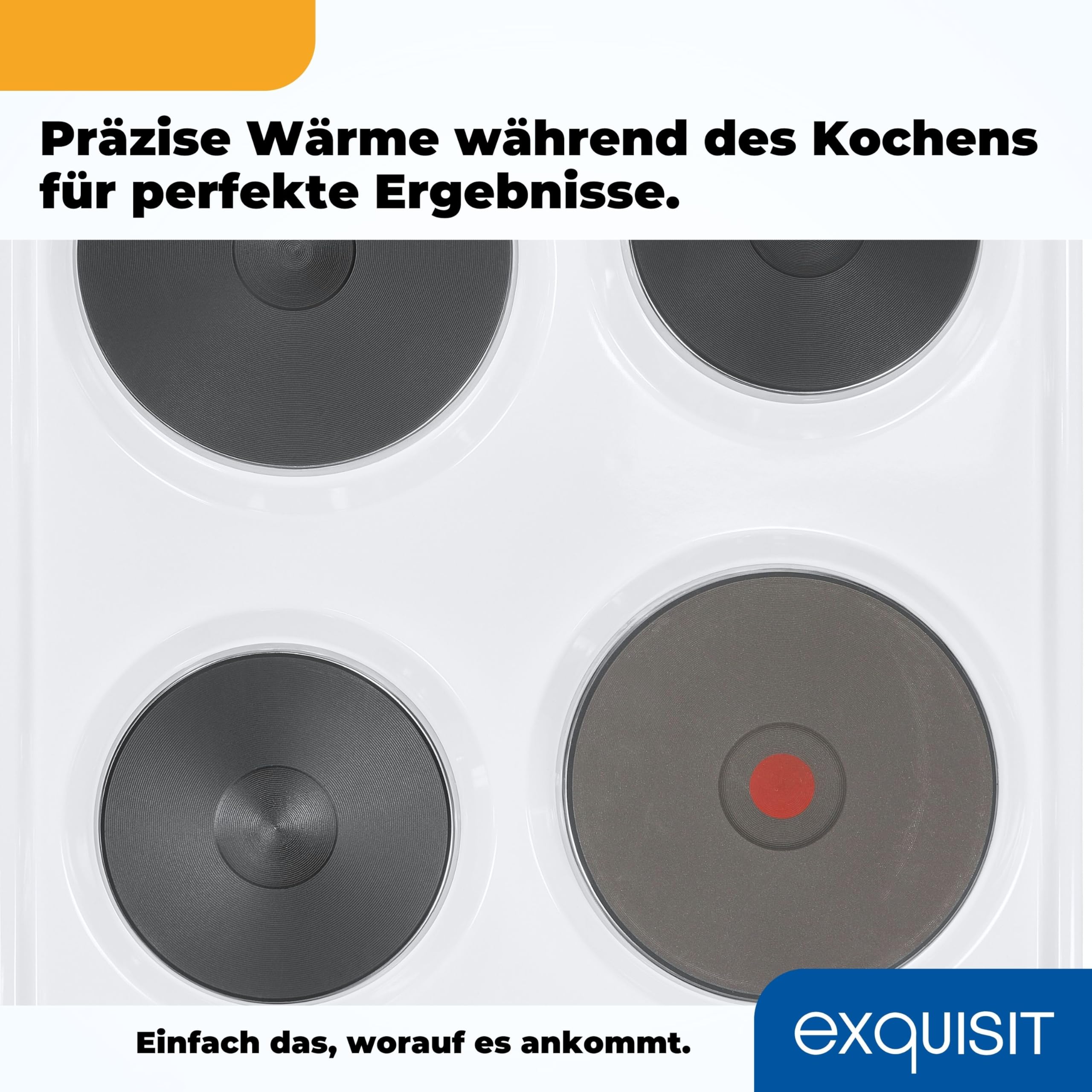 Exquisit Standherd EH 11.3-4 50 cm Elektro-Standherd Masse-Kochfeld 50 L Garraum Weiß