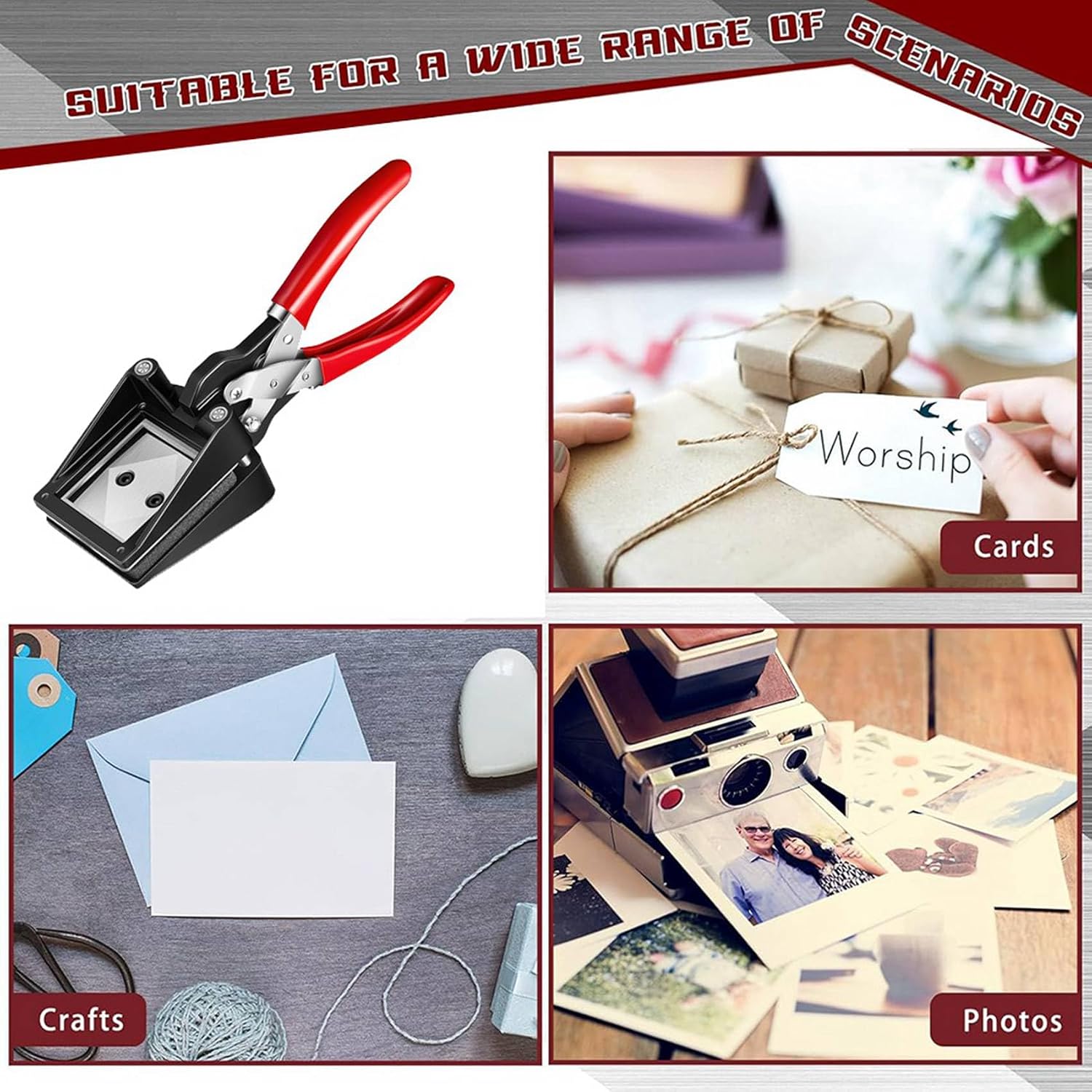 Handheld Passport Photo Cutter, 2x2 Inch Picture Cutter Machine,Handheld Paper Die Cutter Punch for Office and Home Use