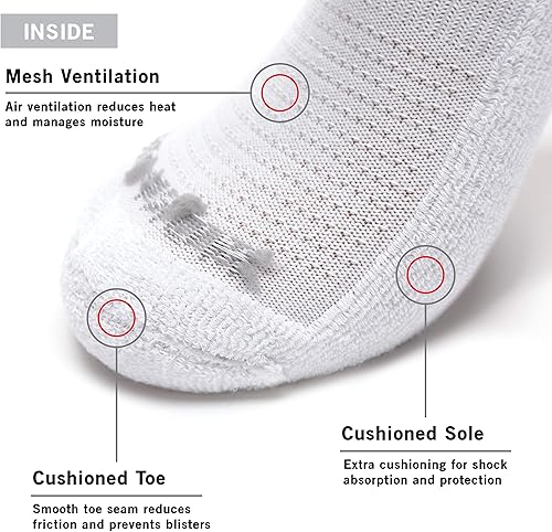 Miniatura 3 de MONFOOT Calcetines de tobillo con lengüeta de talón para hombre y mujer, 5-10 pares de amortiguadores atléticos, paquete múltiple