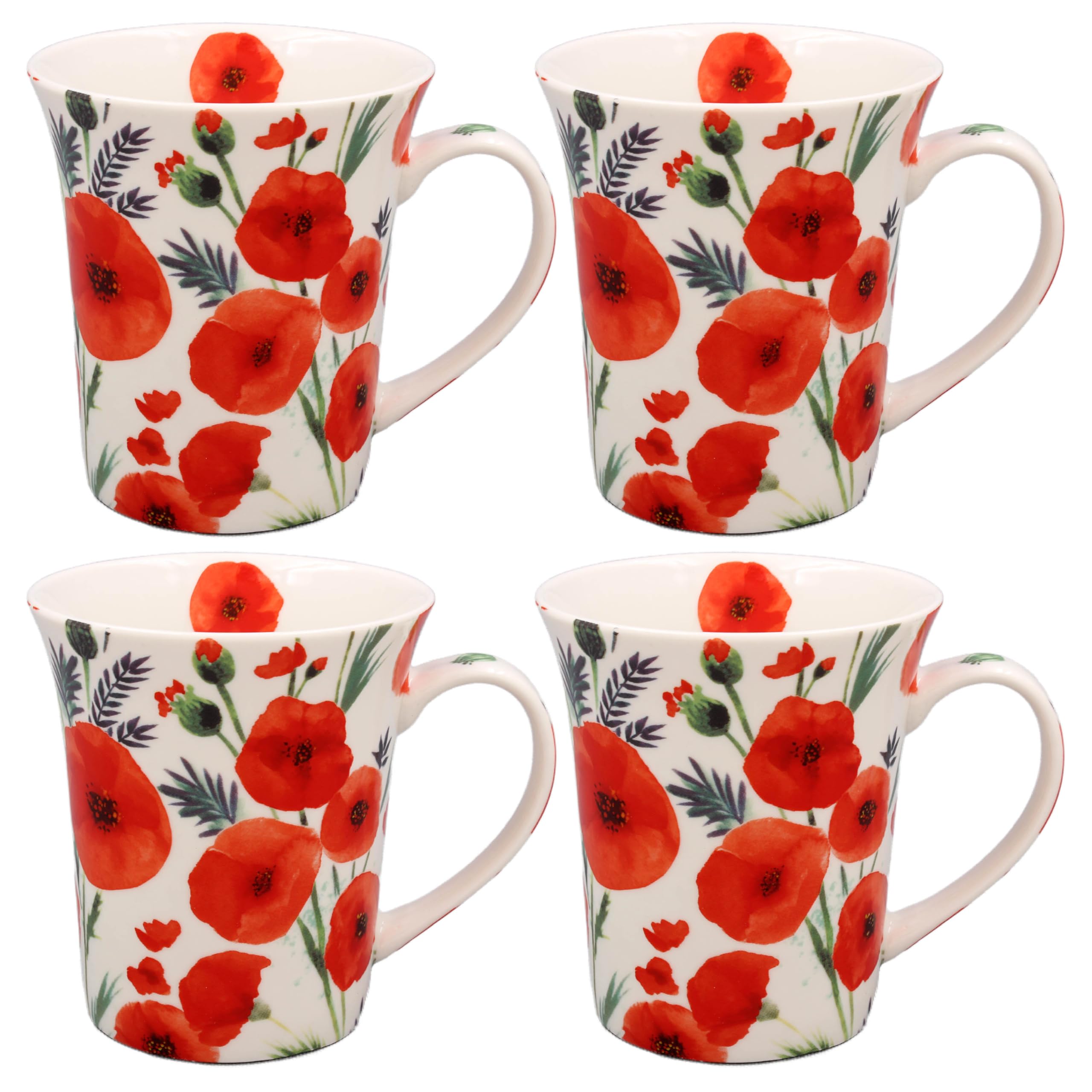 Lesser & Pavey Poppy Fields - Juego de 2 o 4 tazas a juego (4)