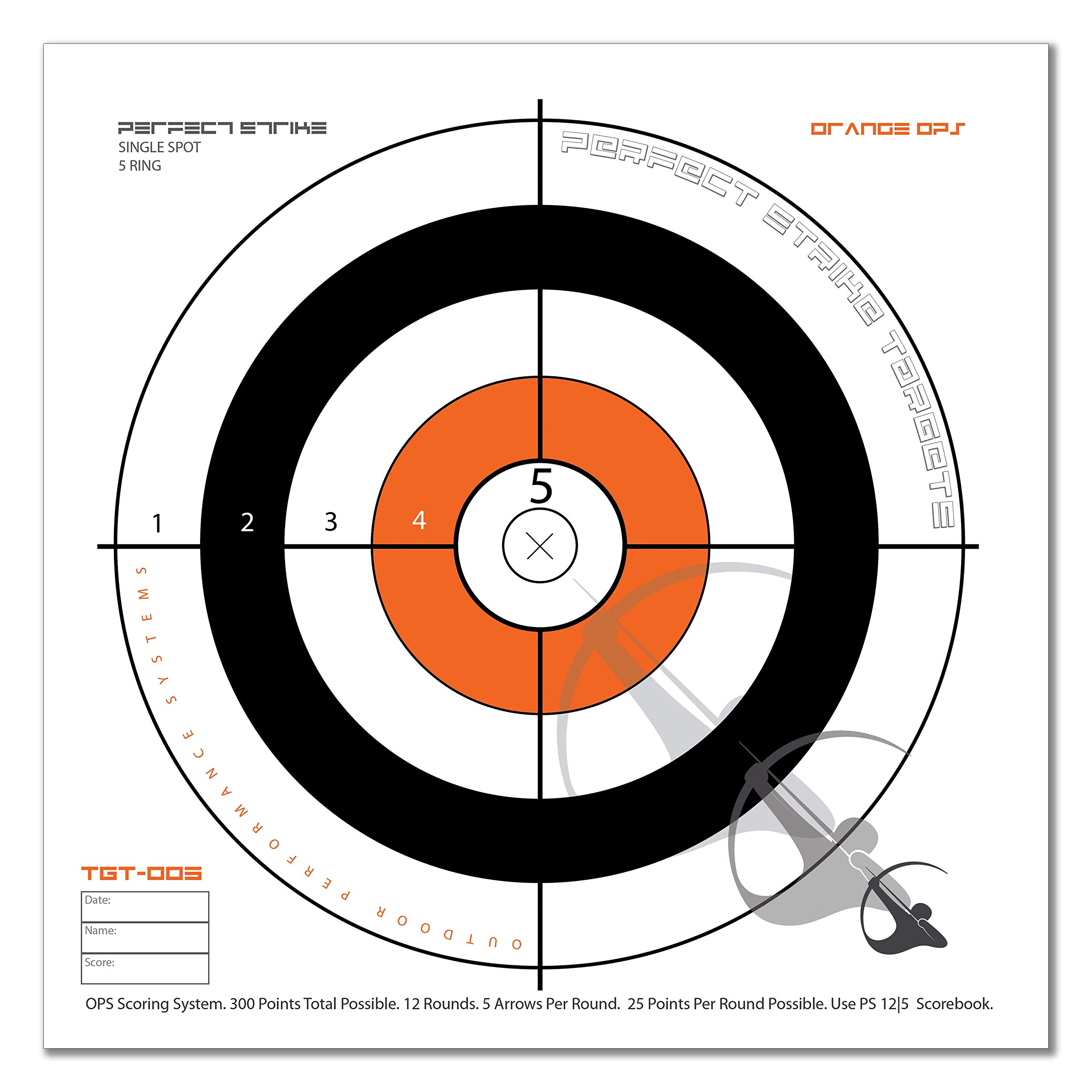 Perfect Strike ARCHERY System Targets. ORANGE OPS No. 005. Heavy paper practice targets. Great for improving accuracy. Replacement faces to refresh portable targets. 12