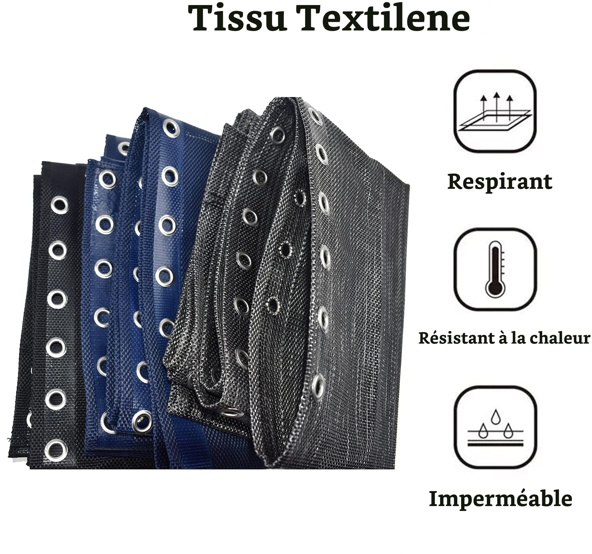 Azatemgo Toile de Rechange pour Transat avec 4 Cordes Élastiques - Kit de Remplacement en Nylon Résistant (Gris, 160 x 43 cm)