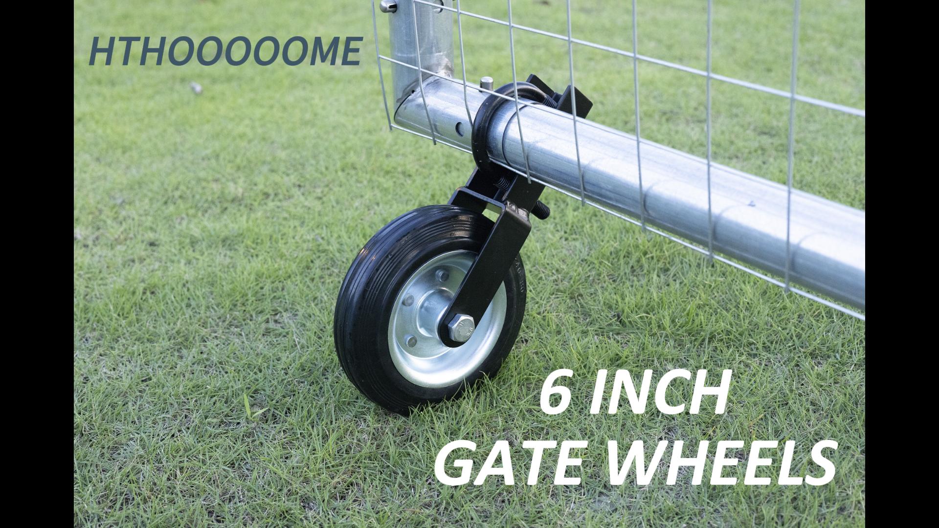 Image of Heavy Duty Farm Gate Helper Wheels - 6 Inch, 1-5 /8 inch to 2 inch Frame, Silver - 2 Pcs