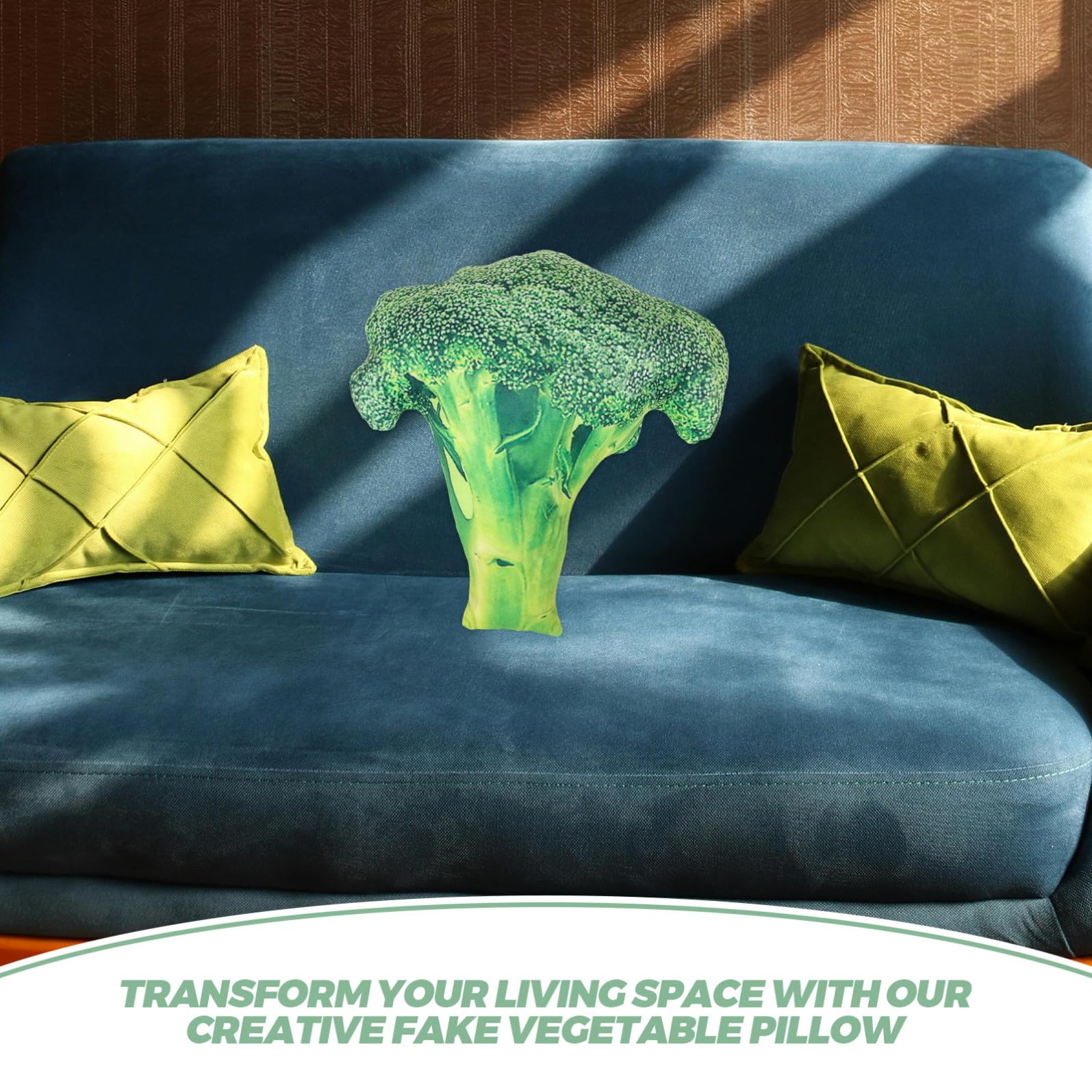 FRCOLOR Realistisches Gemüsedekorkissen Baumwolle Plüschkissen Pp aus Brokkoli Gemüse Weiches Grünes Dekokissen Kuscheliges fürs Sofa Zuhause und Kinder