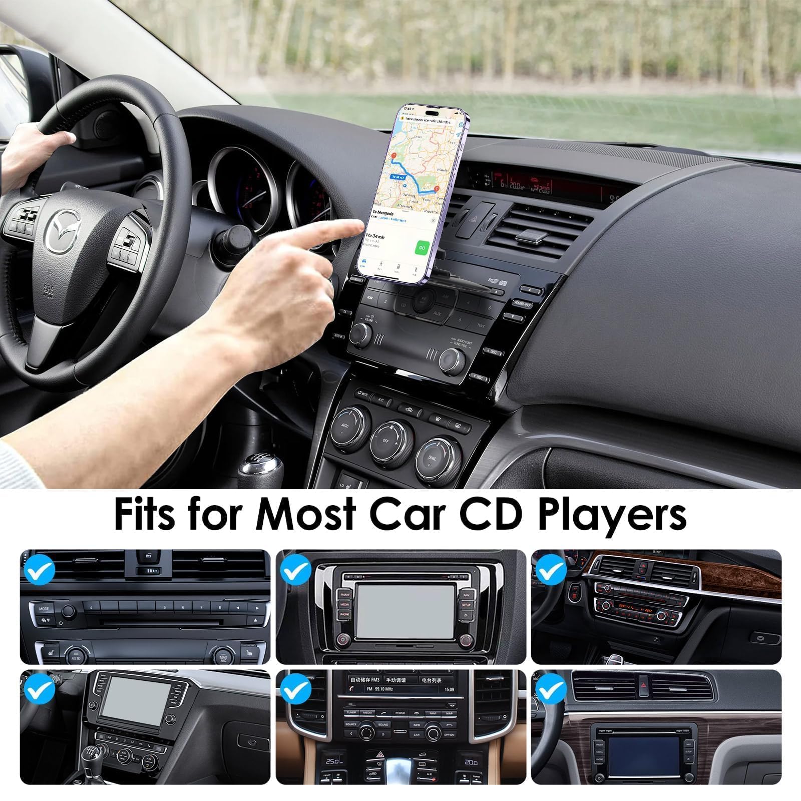 EEEKit Magnetyczne gniazdo na CD uchwyt na telefon, 20 silnych magnesów, odtwarzacz CD, uchwyt samochodowy na telefon do etui Magsafe i wszystkich smartfonów