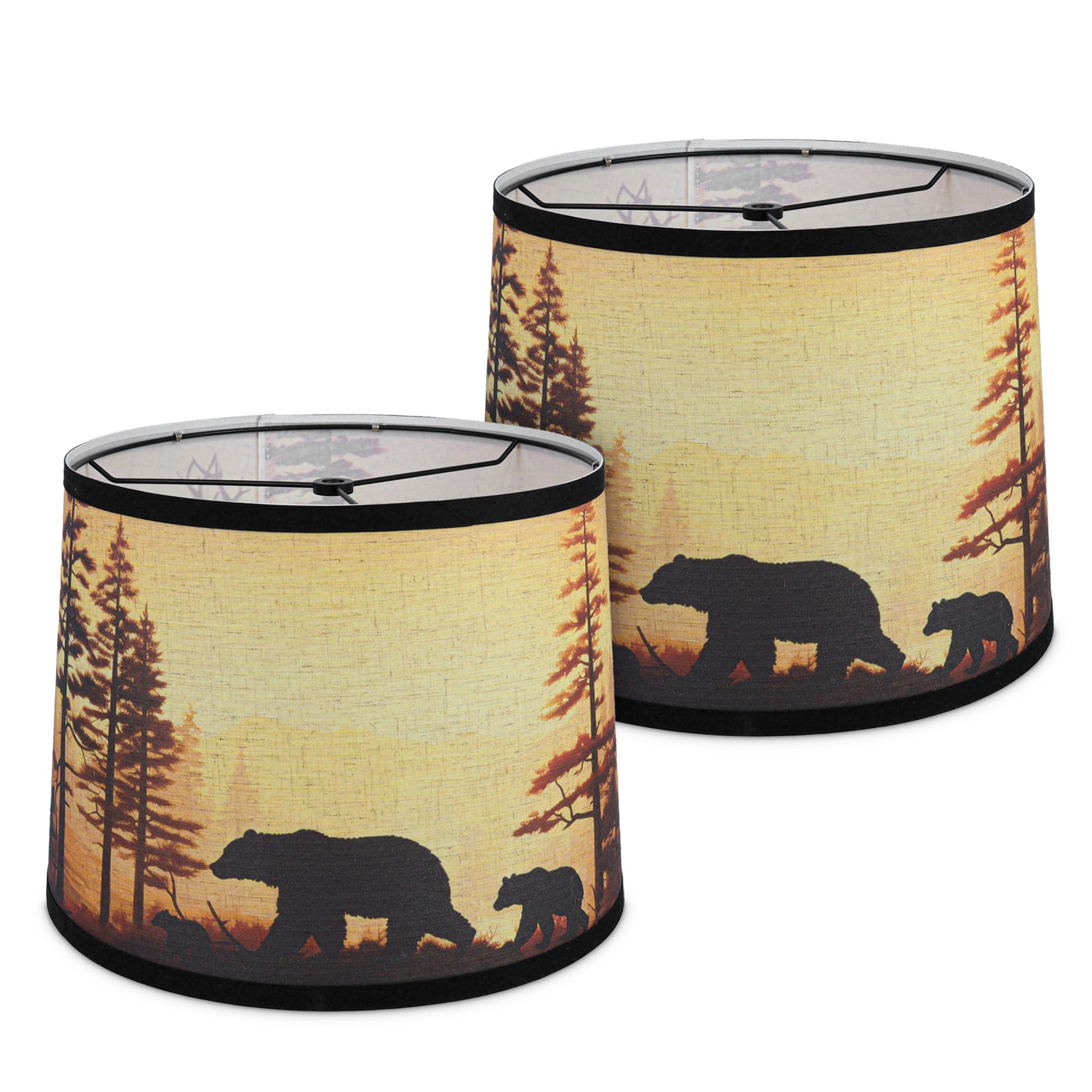 Photo 1 of DOLOOTA Bear Printed Drum Lamp Shades (Set of 2)