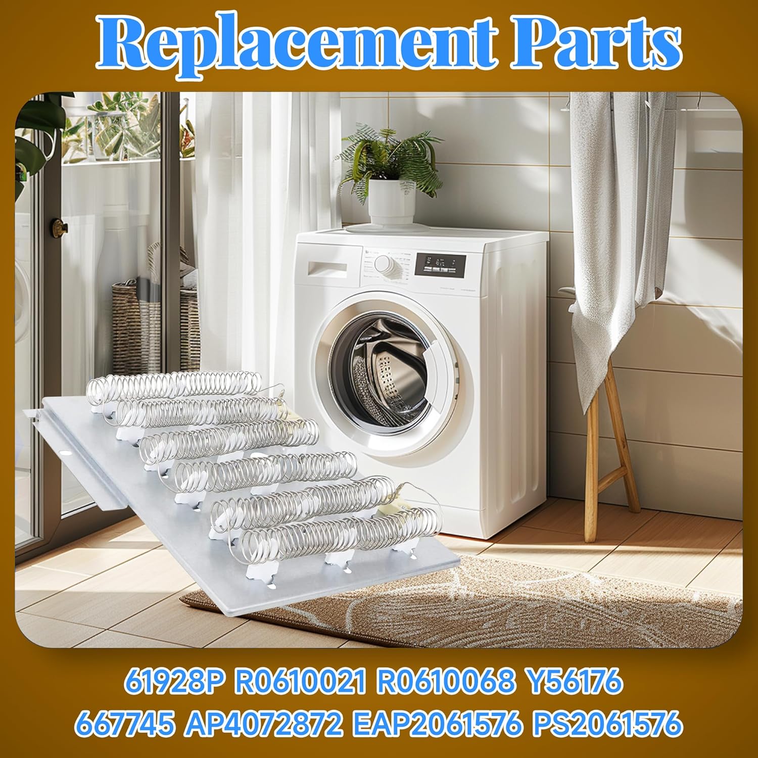 61928 Speed Queen Dryer Heating Element Assembly Replacement Parts, Replaceable 61927 61928P R0610021 R0610068 Y56176 667745 AP4072872 EAP2061576 PS2061576