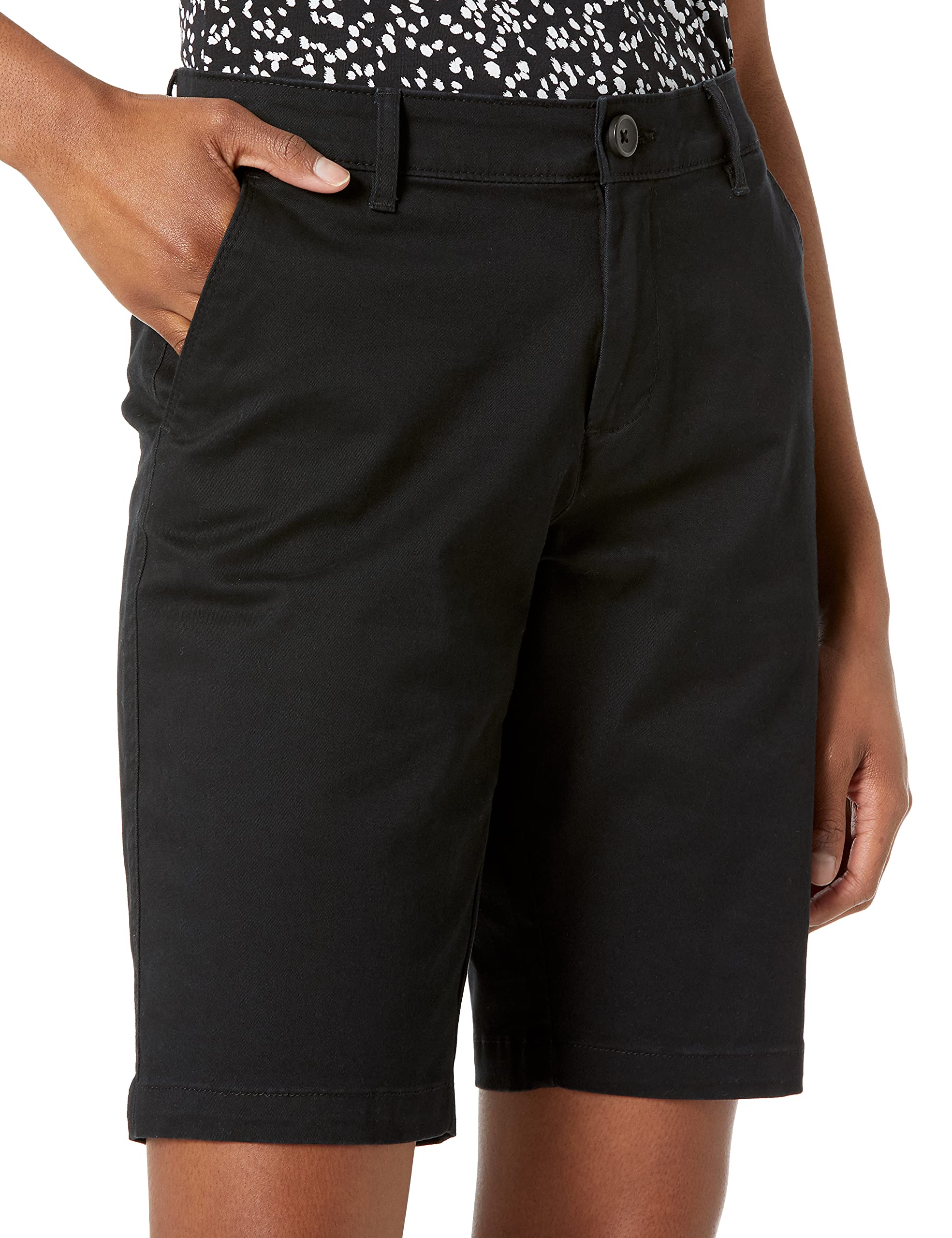 Amazon Essentials Damen Khakifarbene Bermudashorts mit mittlerer Leibhöhe und 25cm Beininnenlänge
