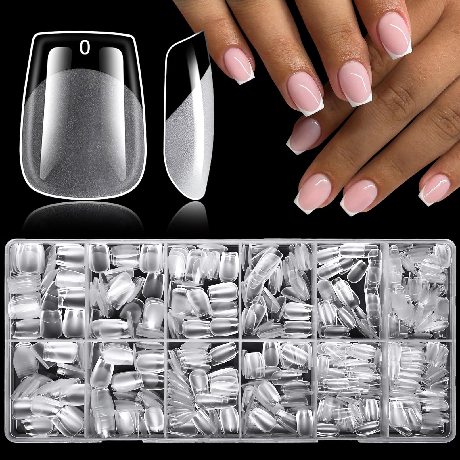 LoveOurHome 750pc Extra Short Coffin Nail Tips Clear Fake Nails XS Short Coffin Gel Nail Tips Full Cover Acrylic Nails Clear Press on Nails XS False