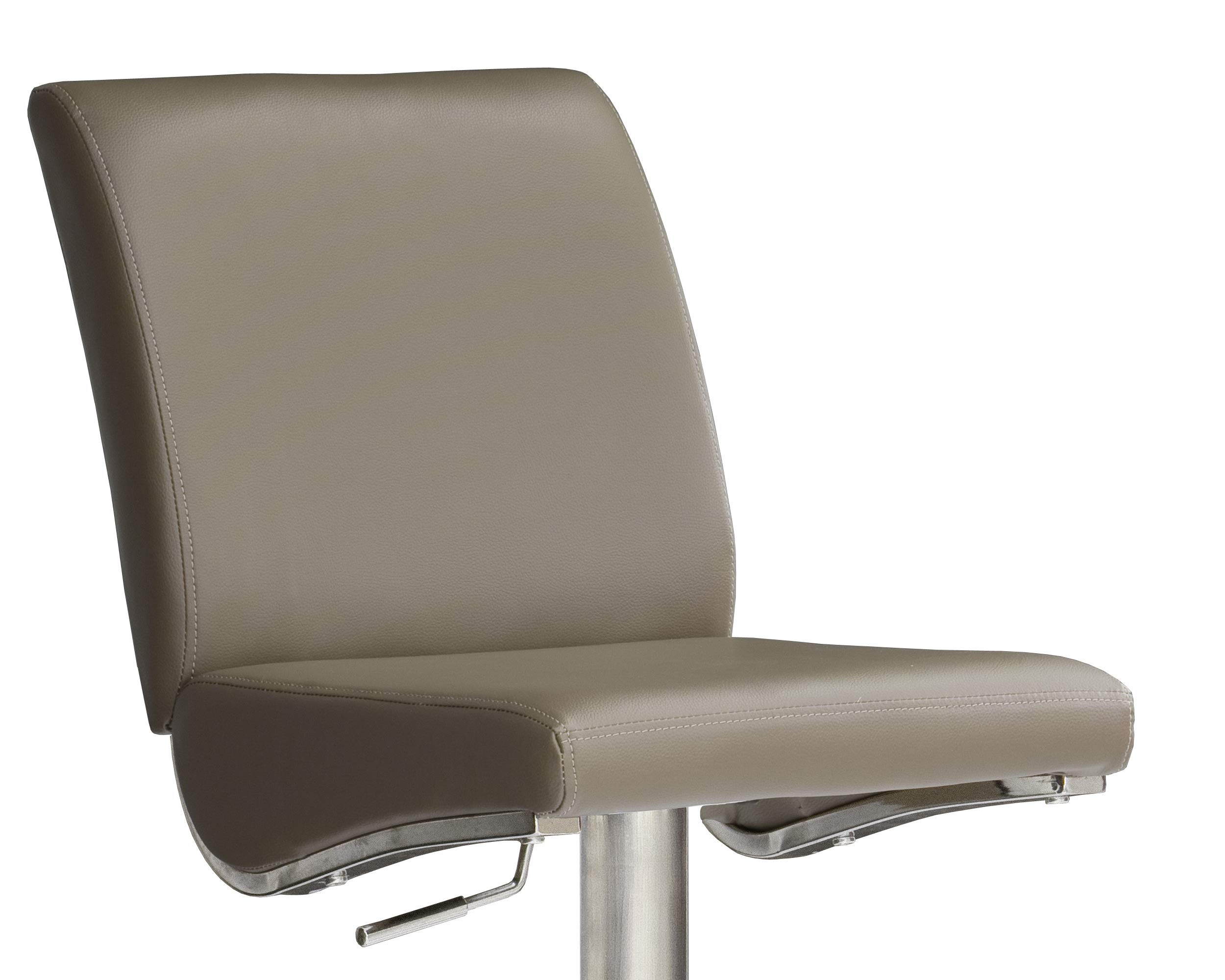 Robas Lund Barhocker Leder Cappuccino mit Lehne Barstuhl drehbar 360 Grad, Hocker höhenverstellbar, DI.AZ