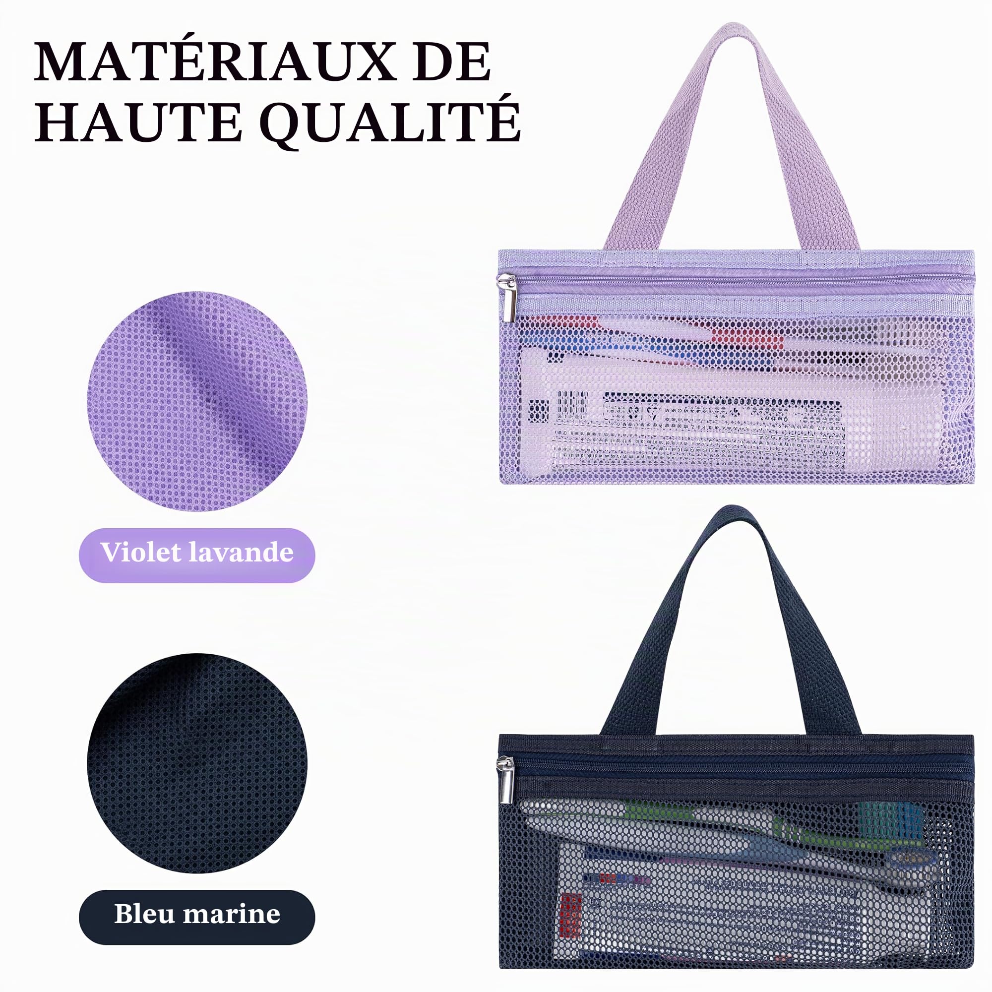 Linkidea Lot de 2 pochettes de voyage pour brosse à dents manuelles, sacs de transport portables en maille avec fermeture éclair pour dentifrice, compatibles avec Colgate Extra Clean, Oral-B