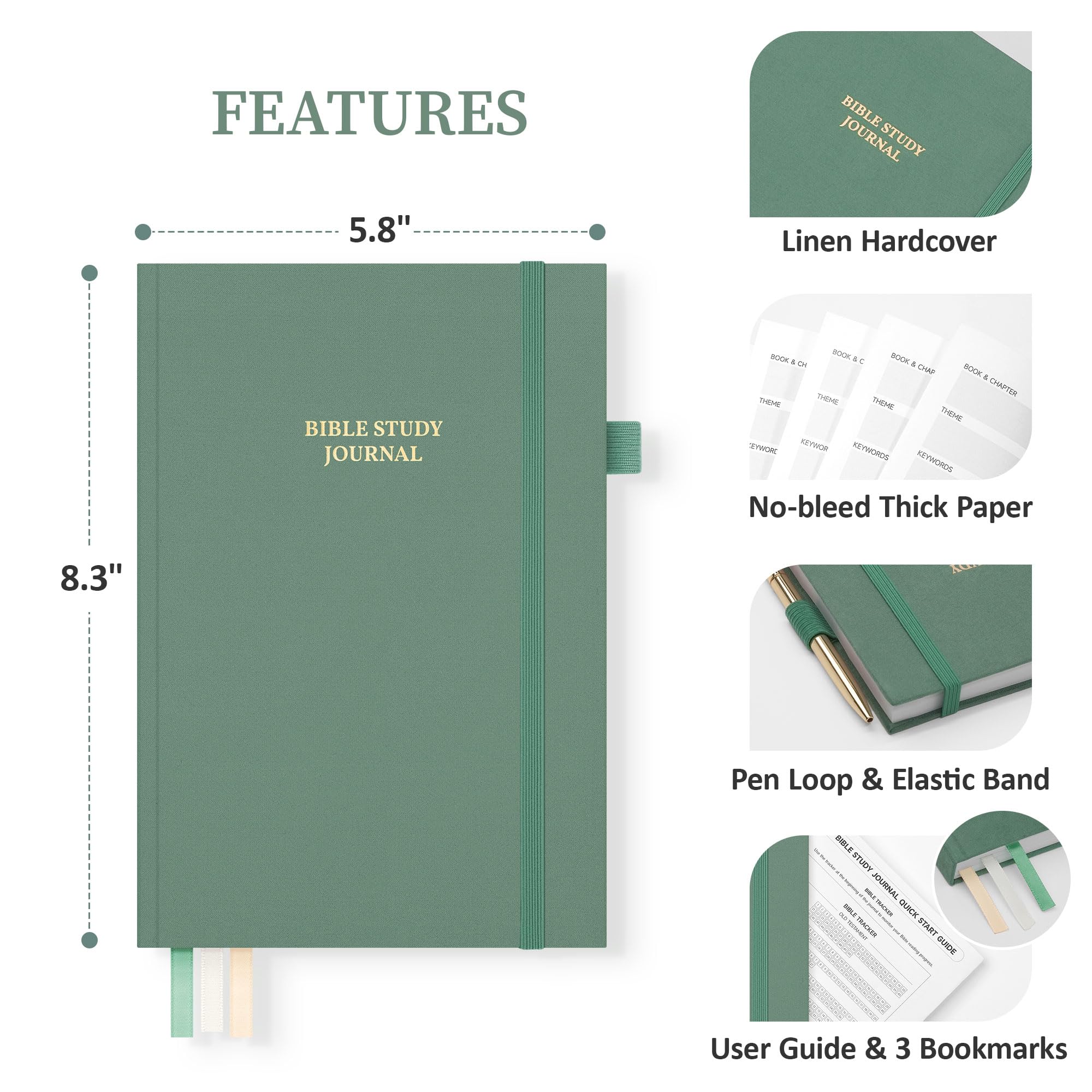 Diario di studio biblico, quaderno per appunti e riflessione, formato A5, verde scuro