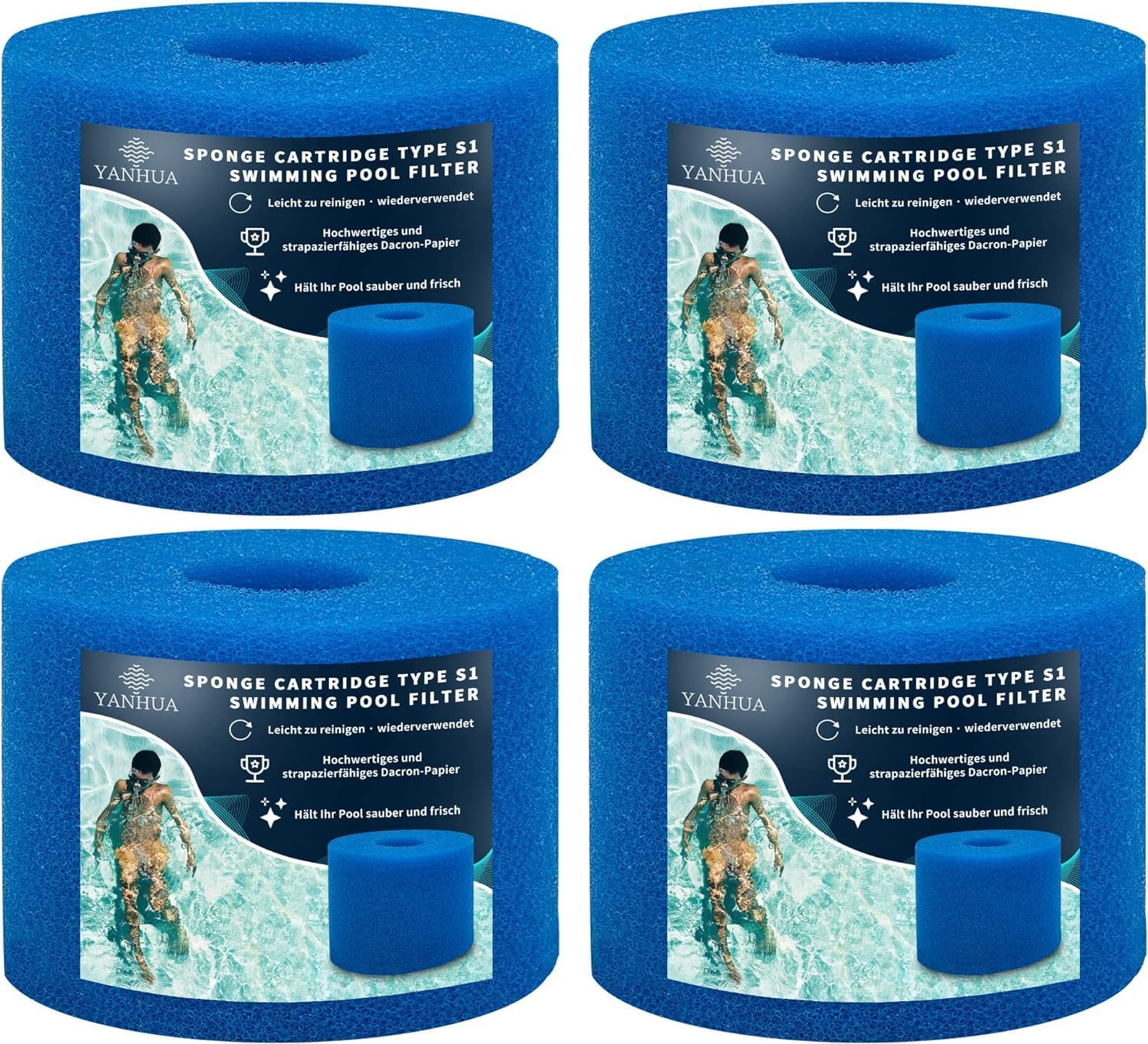 Lot De 4 Filtres Spa S1 En Mousse - Éponges Filtrantes Réutilisables Et Lavables Pour Spa Et Piscine